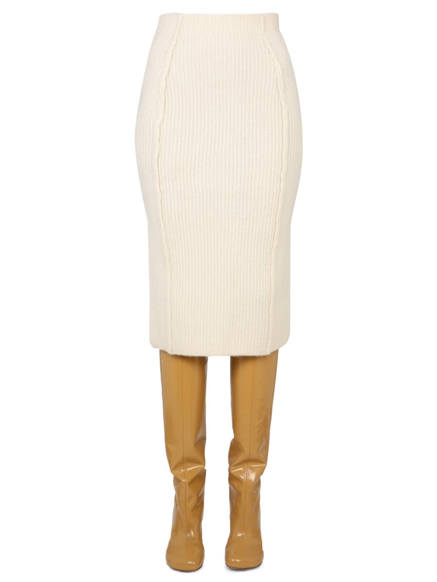 Shop Remain Birger Christensen Midi Skirt In Ivory
