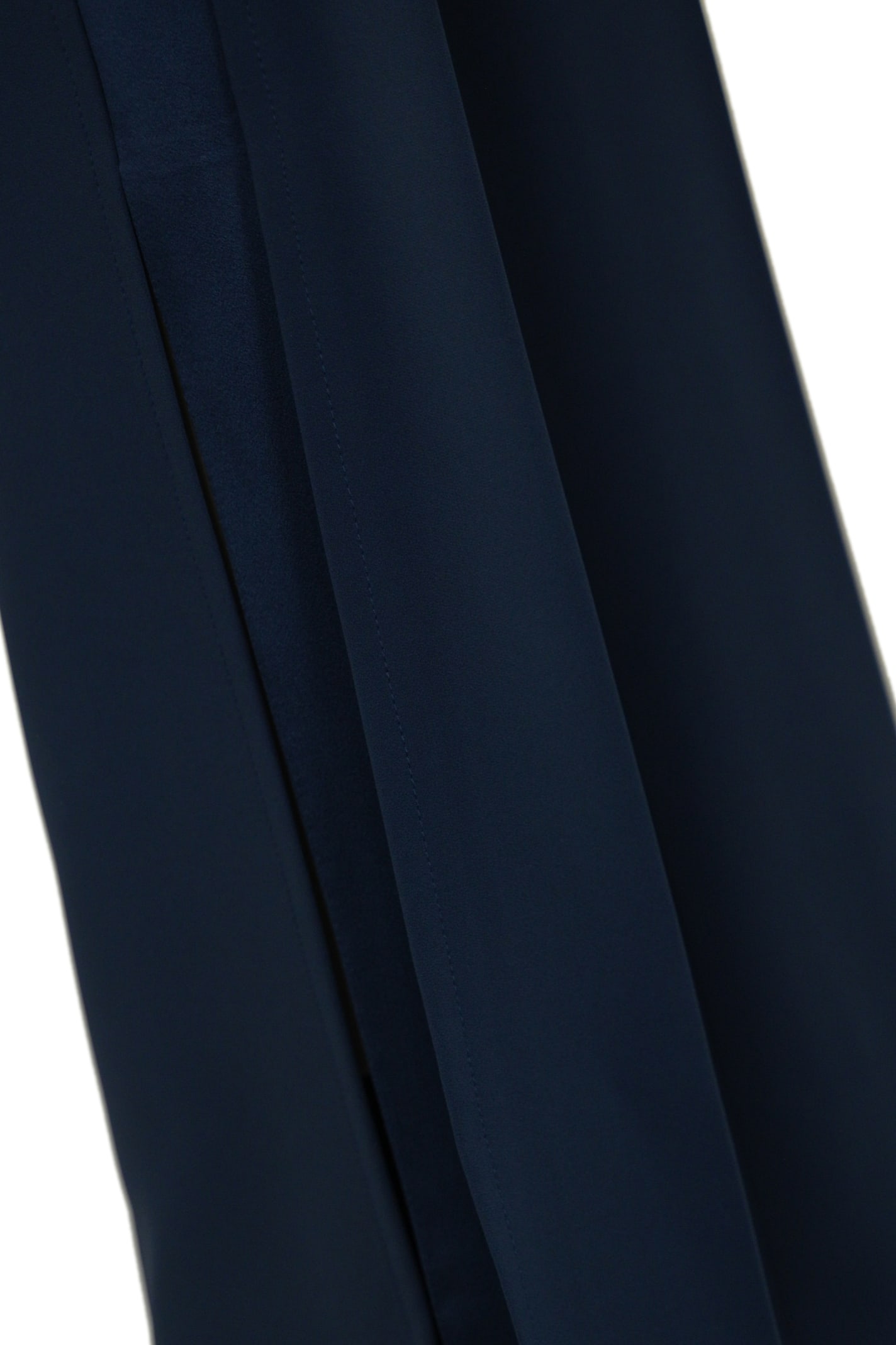 Elisabetta Franchi Crepe Tuxedo Trousers With Satin Bands In Blu