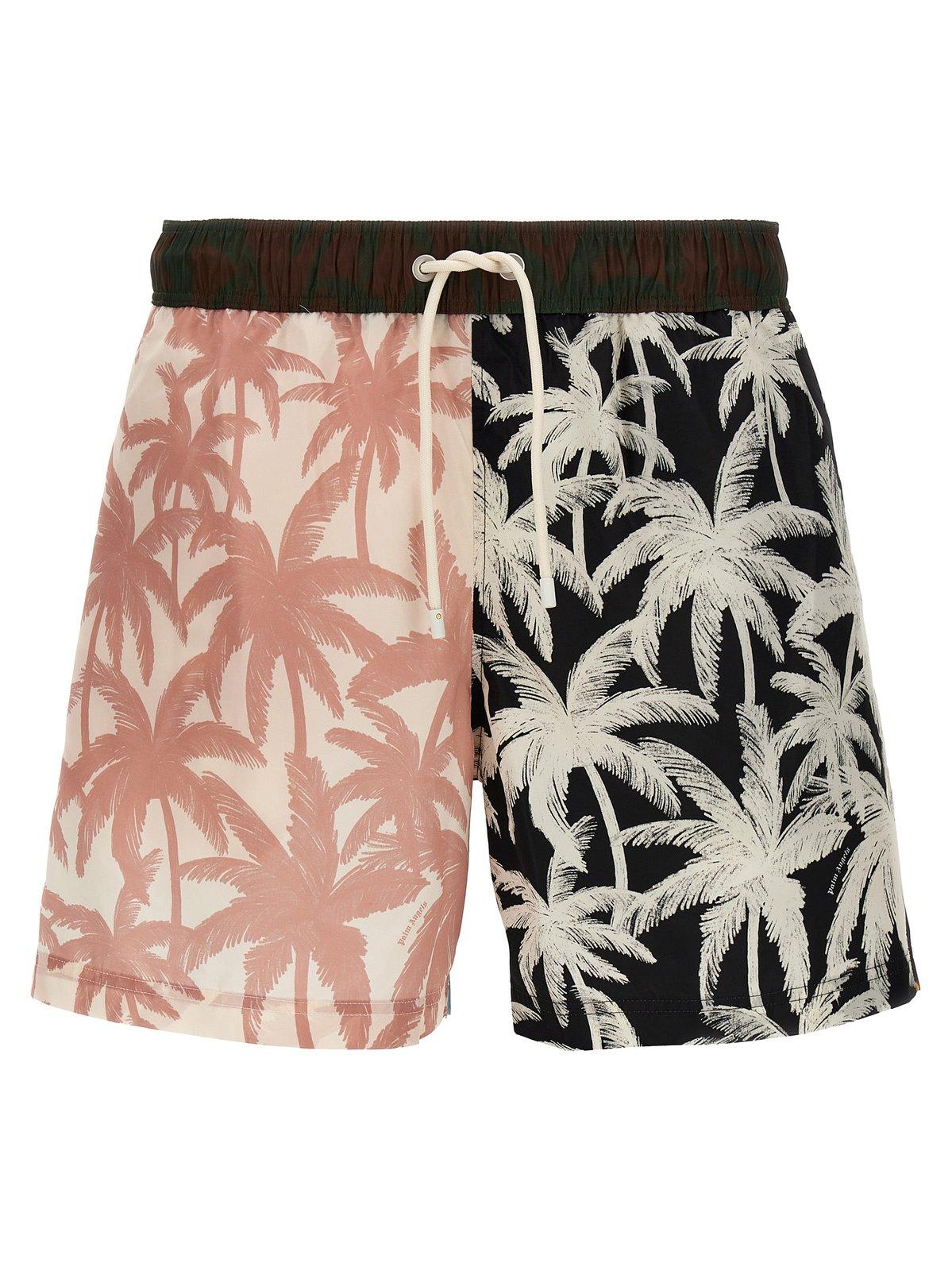 Shop Palm Angels Palms Patchwork Drawstring Swim Shorts In Multicolour