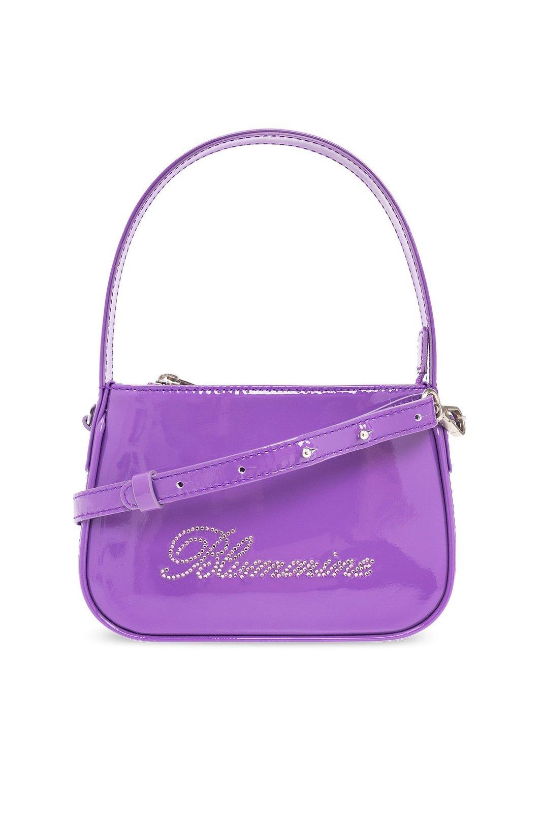 Blumarine Logo Embellished Zipped Tote Bag In Purple