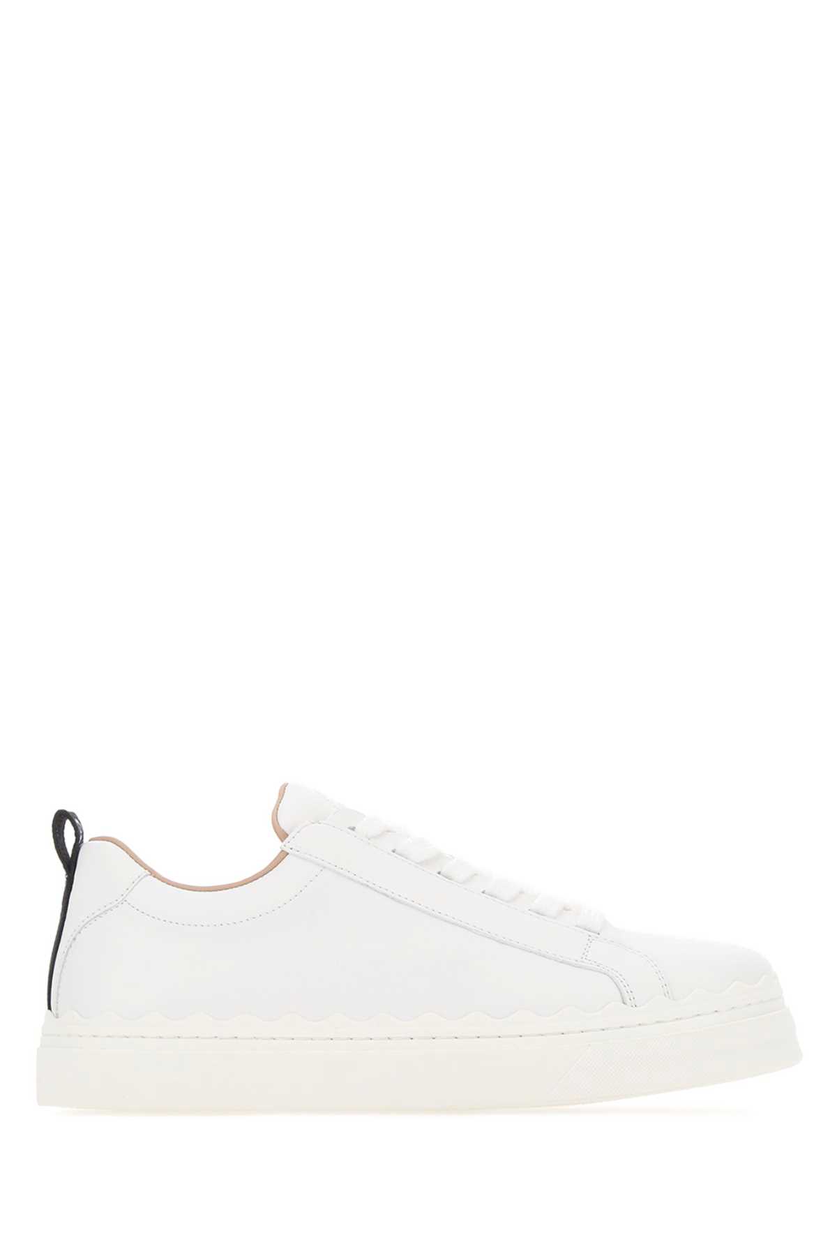 Shop Chloé White Leather Lauren Sneakers In 101