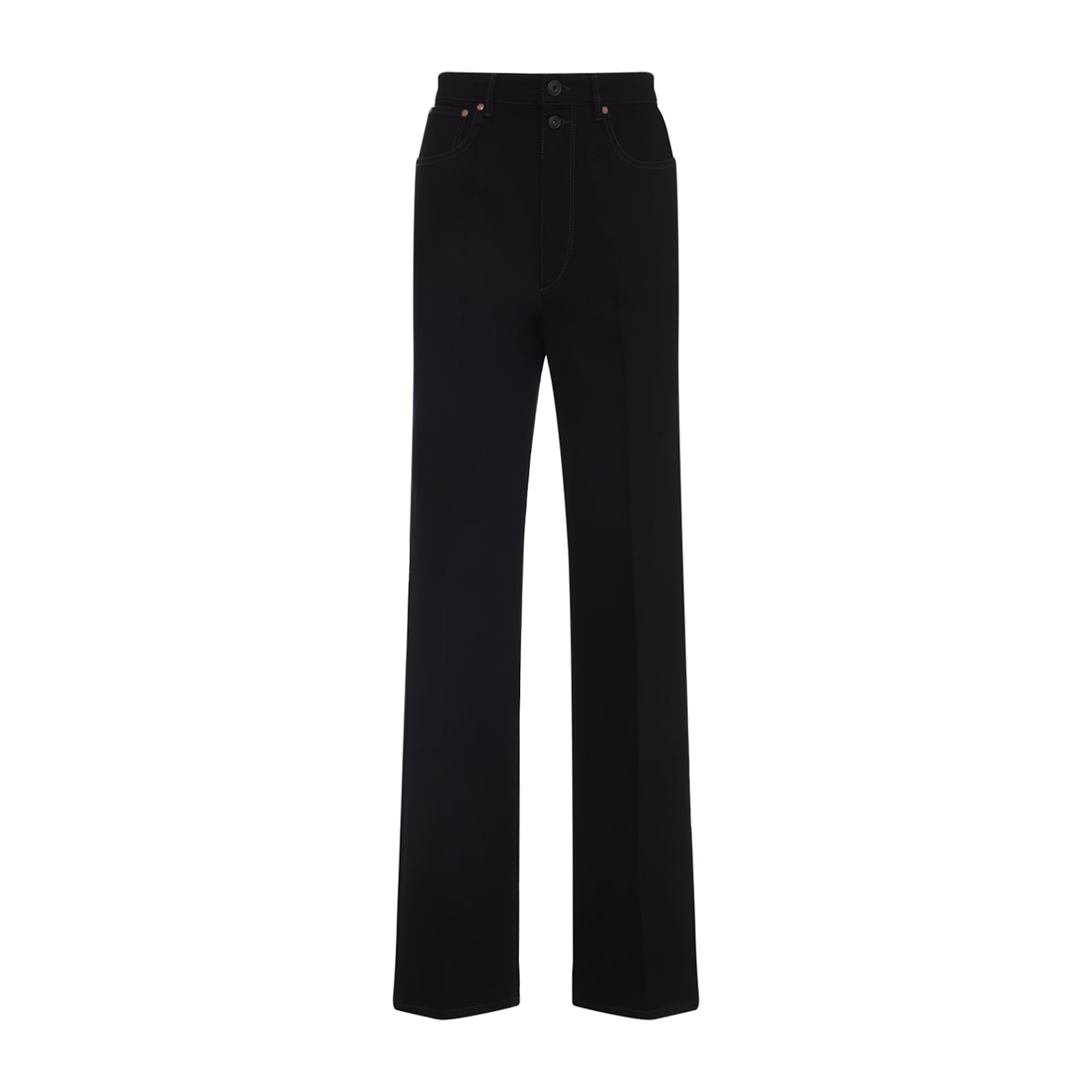 Lemaire High-waisted Straight-leg Trousers With Double-button Closure In Black