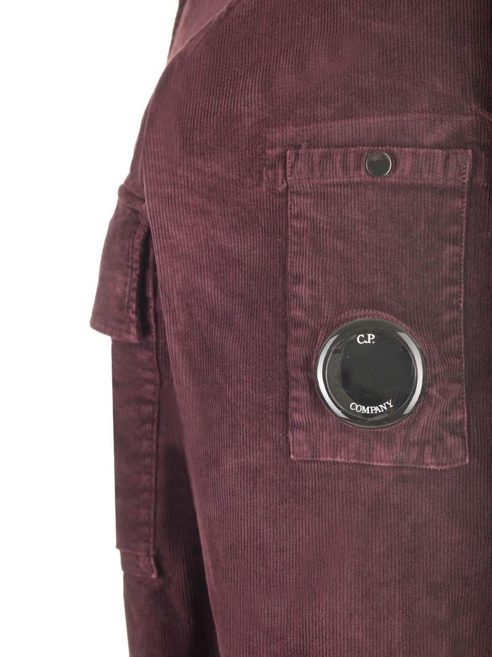 Shop C.p. Company Lens Detailed Corduroy Overshirt  In Purple