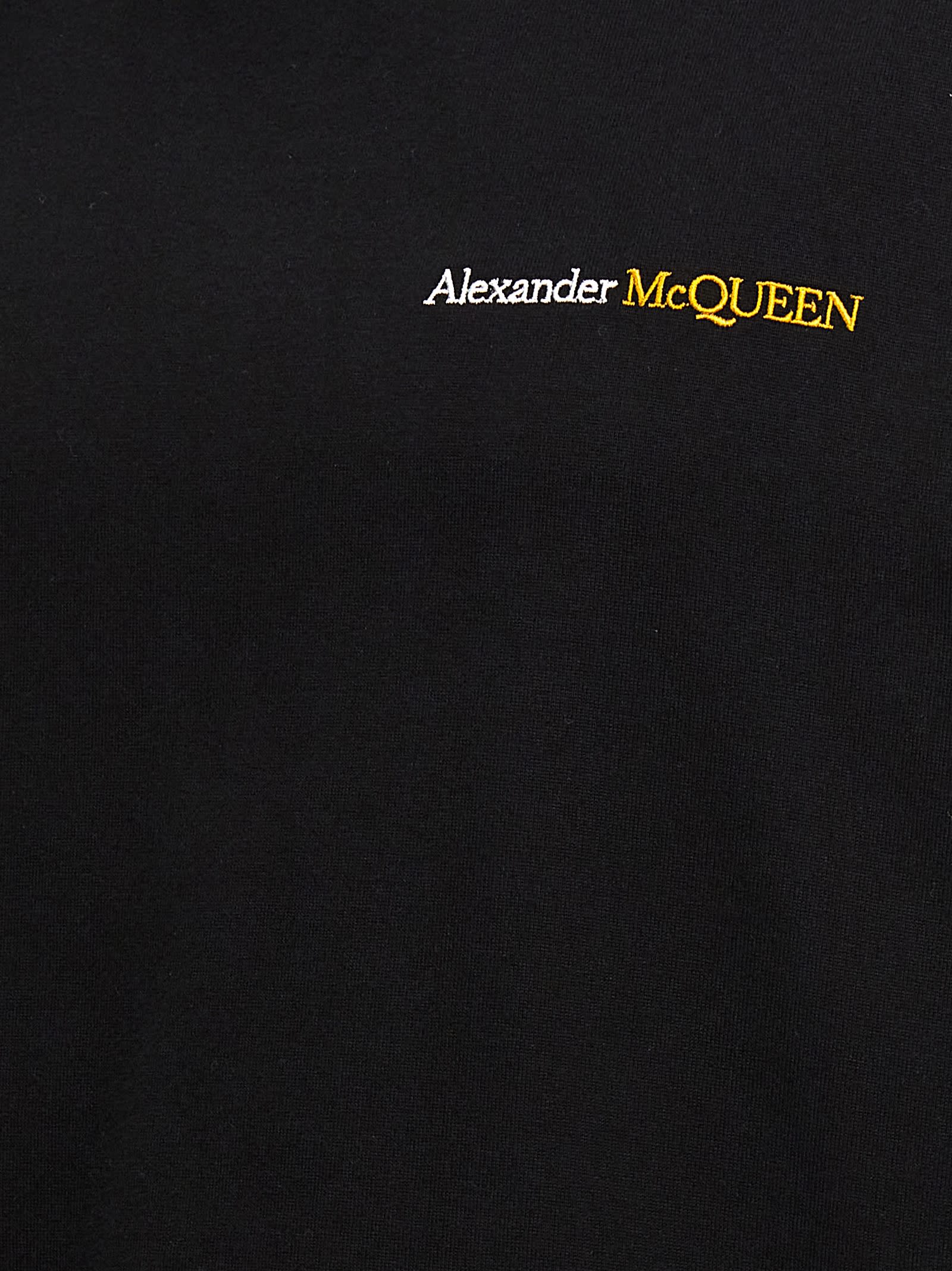Shop Alexander Mcqueen Logo Embroidery T-shirt In Black