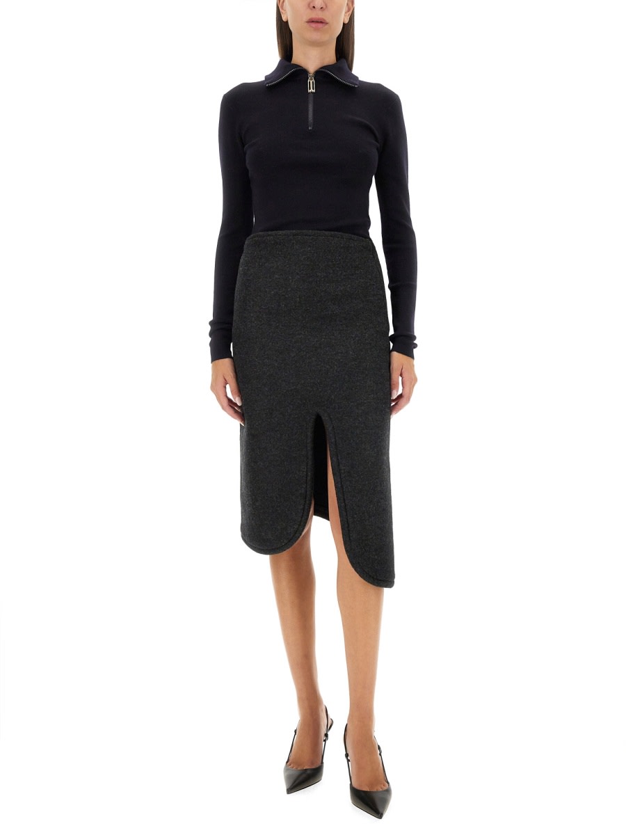 Shop Victoria Beckham Padded Skirt With Tube Detail In Grey