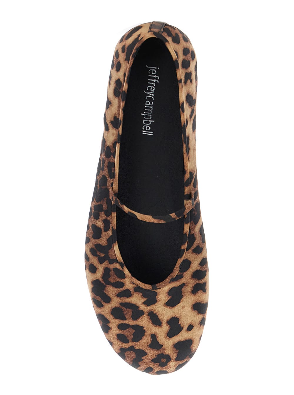 JEFFREY CAMPBELL DANCERINA BROWN BALLET SHOES WITH STRAP AND LEOPARD PRINT IN TECH FABRIC WOMAN