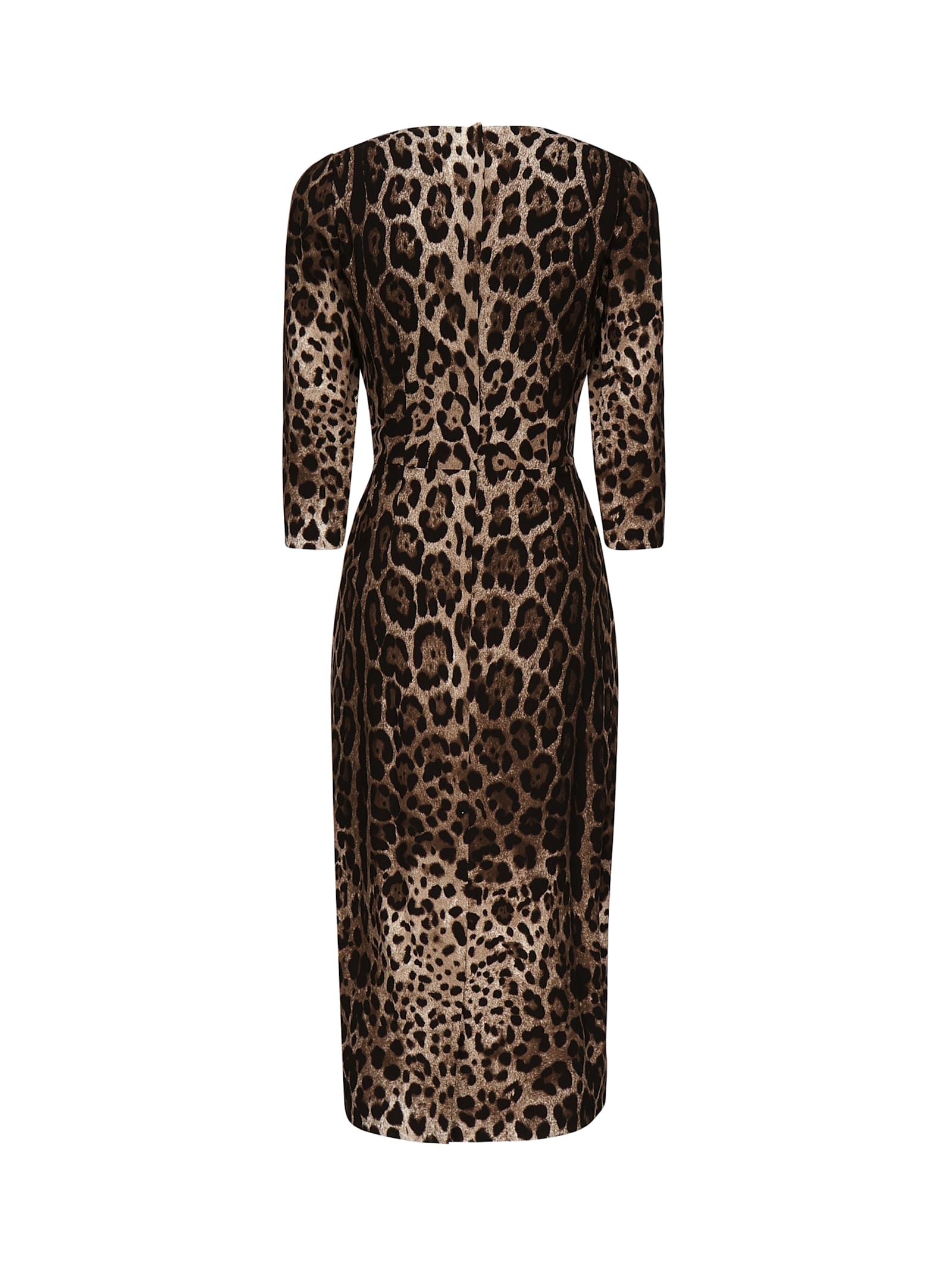 Dolce & Gabbana Leopard-print Calf-length Cady Dress