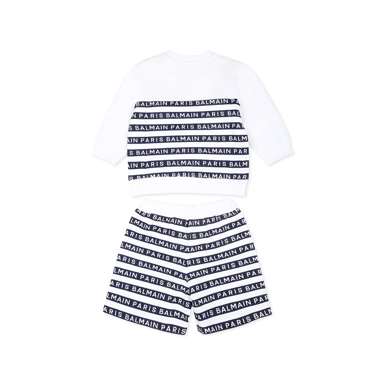 Balmain White Suit For Baby Boy With Logo In White