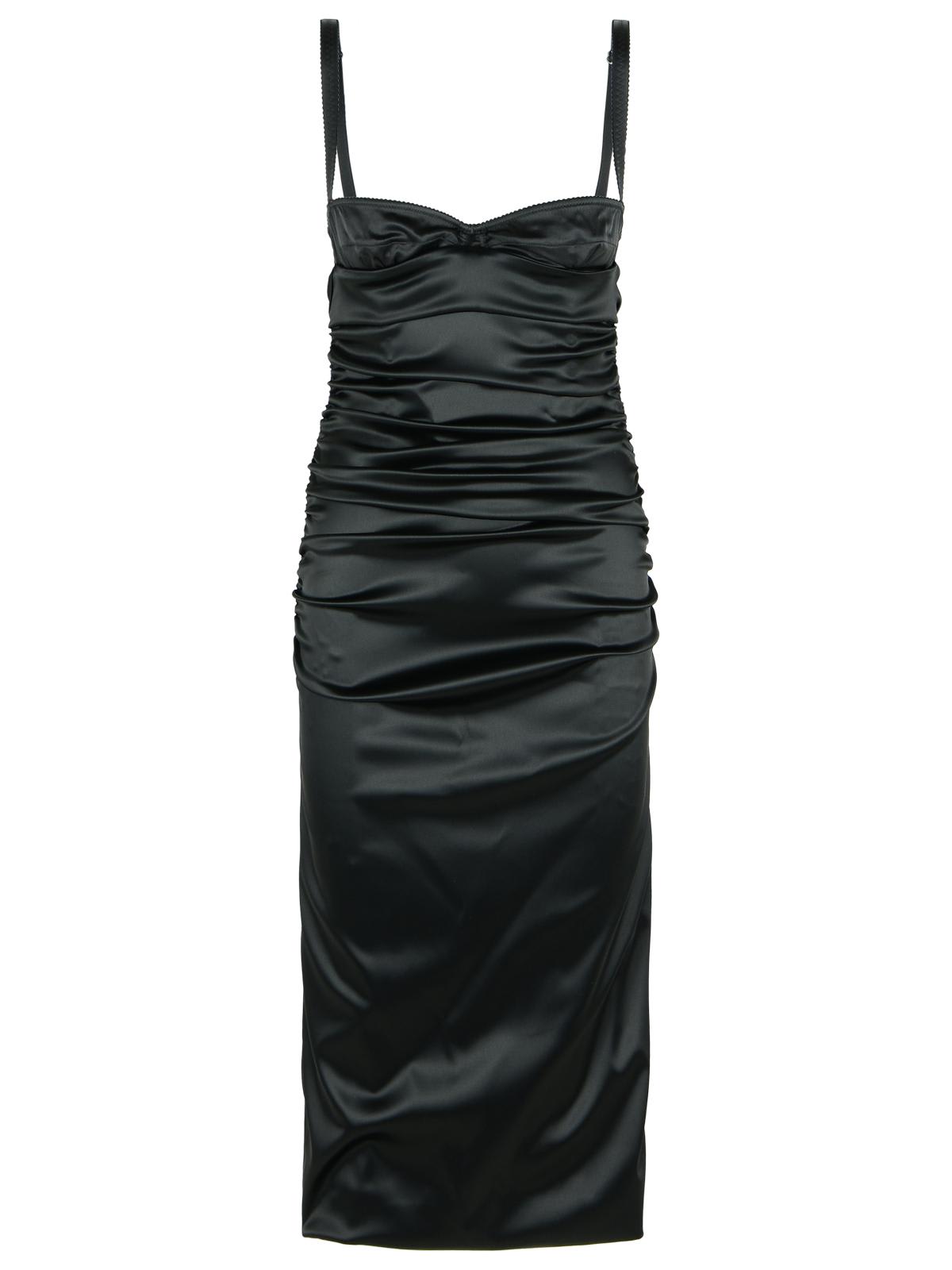 Dolce & Gabbana Silk Blend Dress Spaghetti Straps In Black