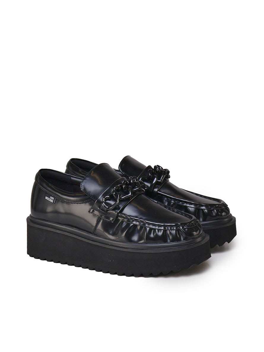 Shop Love Moschino Platform Loafers In Black