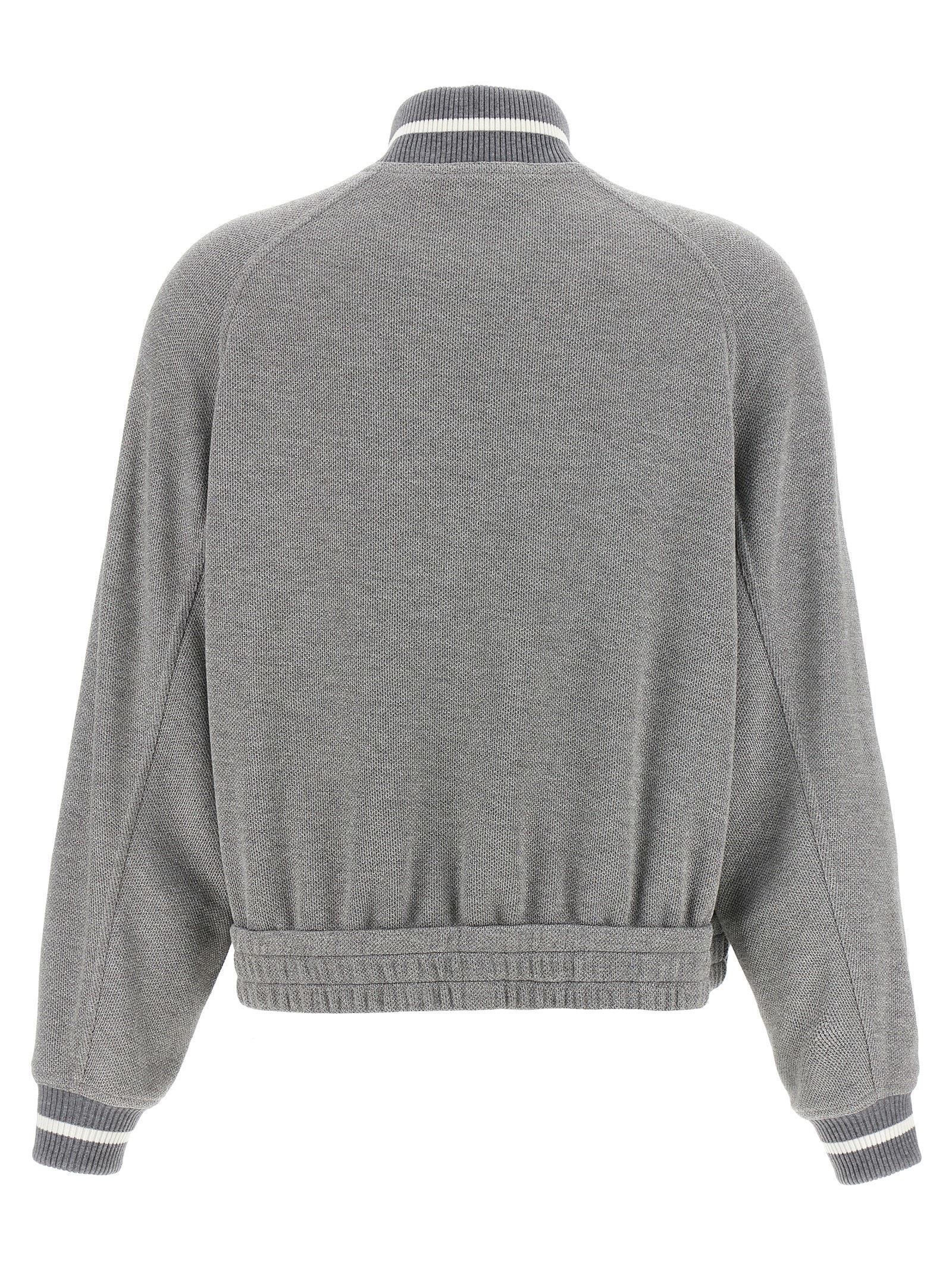 Brunello Cucinelli Logo Zipped Sweatshirt In Gray