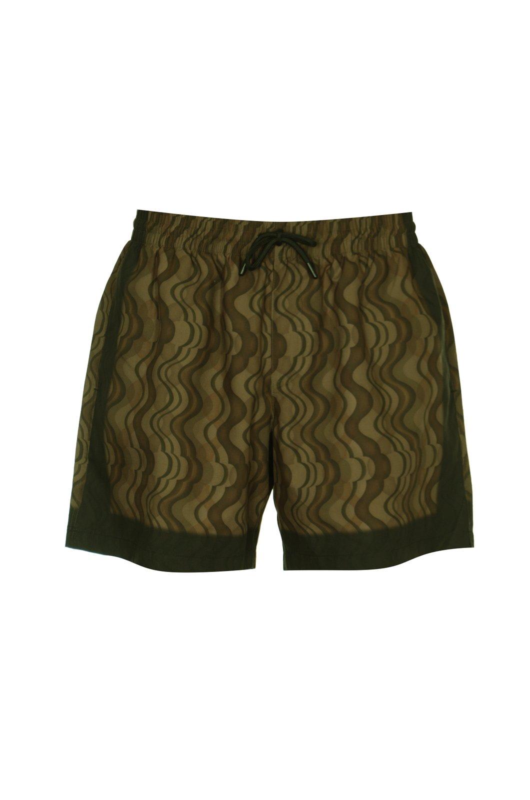 Shop Dries Van Noten Graphic-printe Drawstring Swim Shorts In Dark Brown