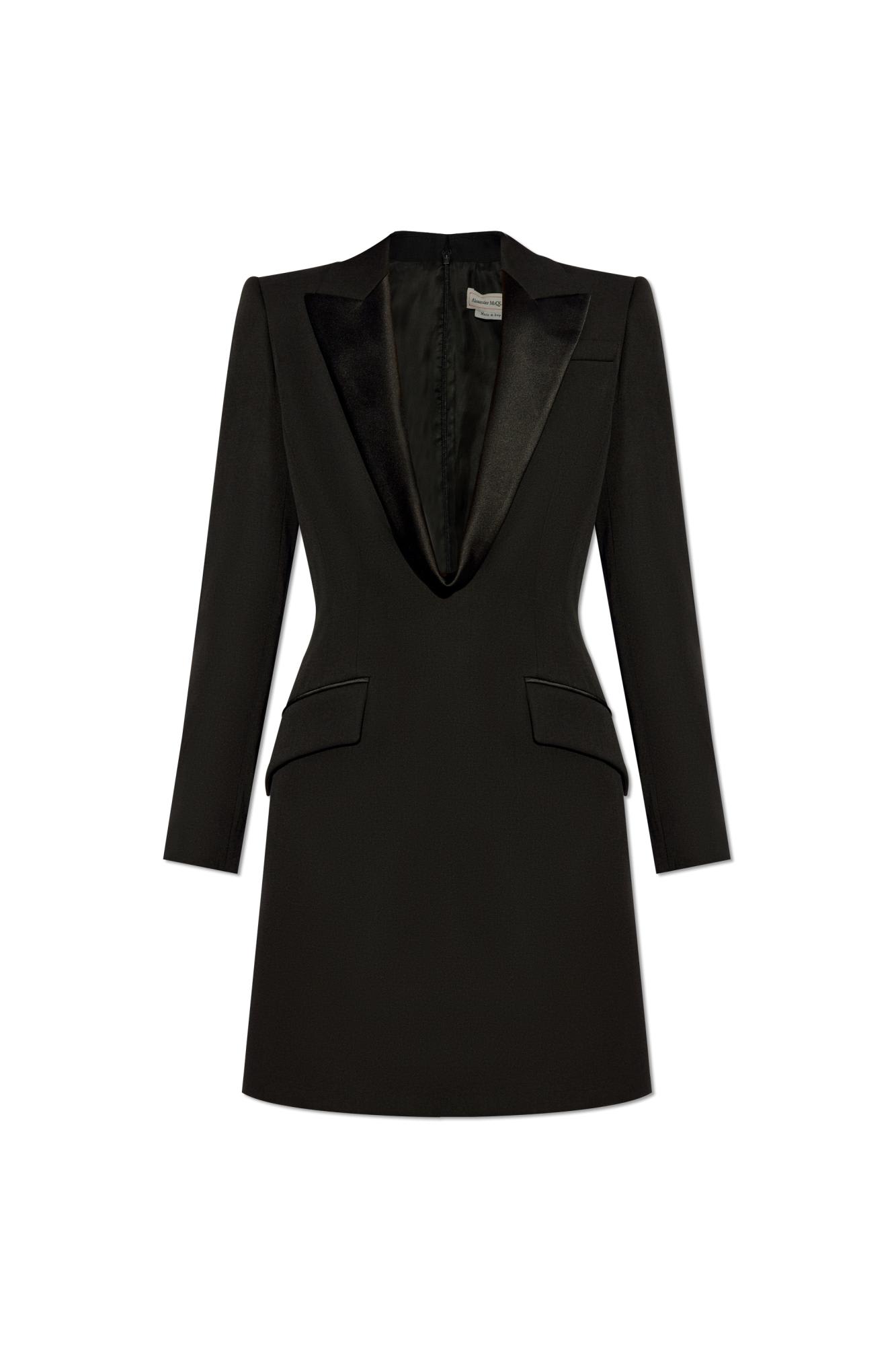 Shop Alexander Mcqueen Dress With Lapels In Black