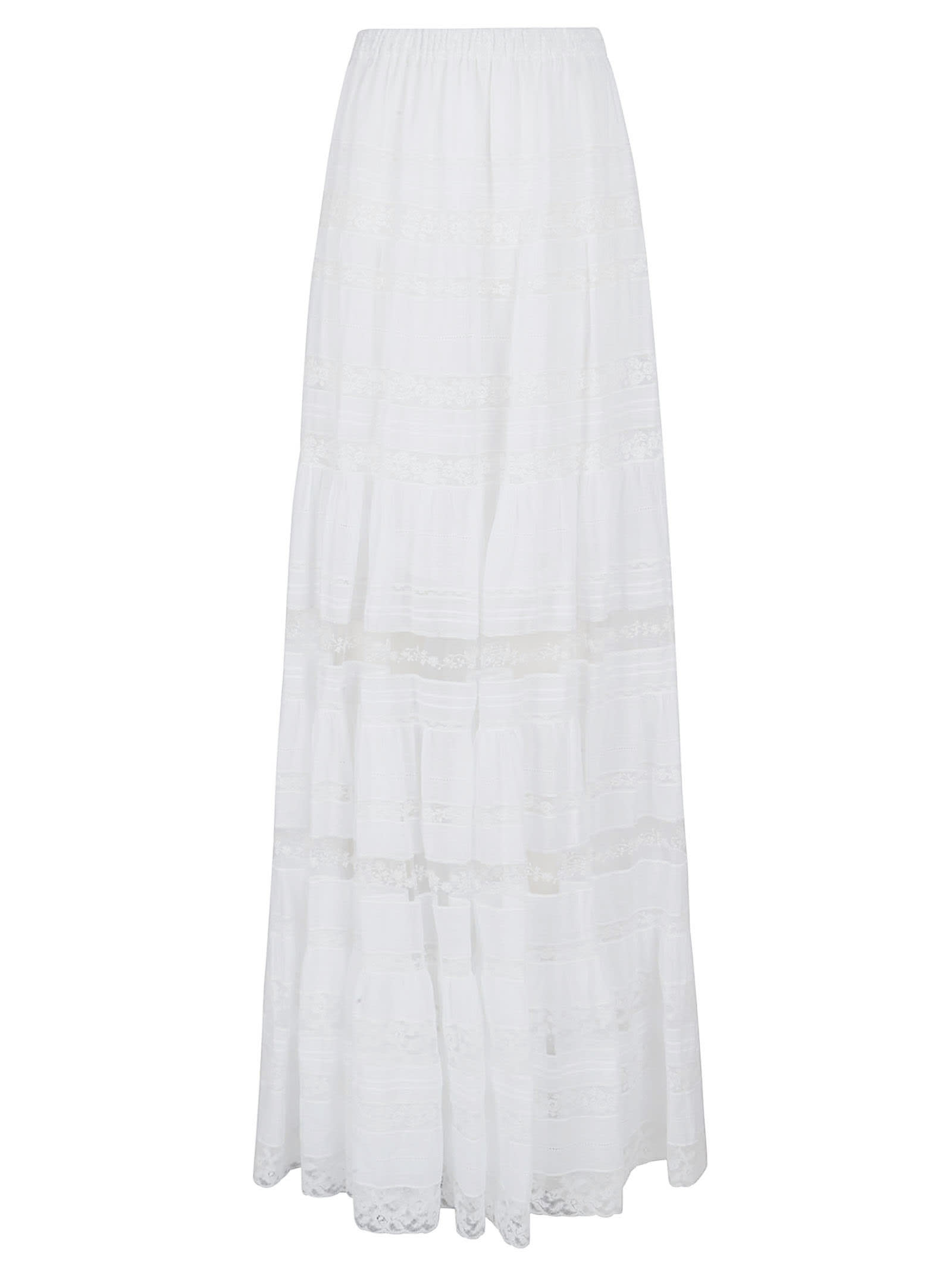 Shop Ermanno Scervino Long Skirt In Bright White