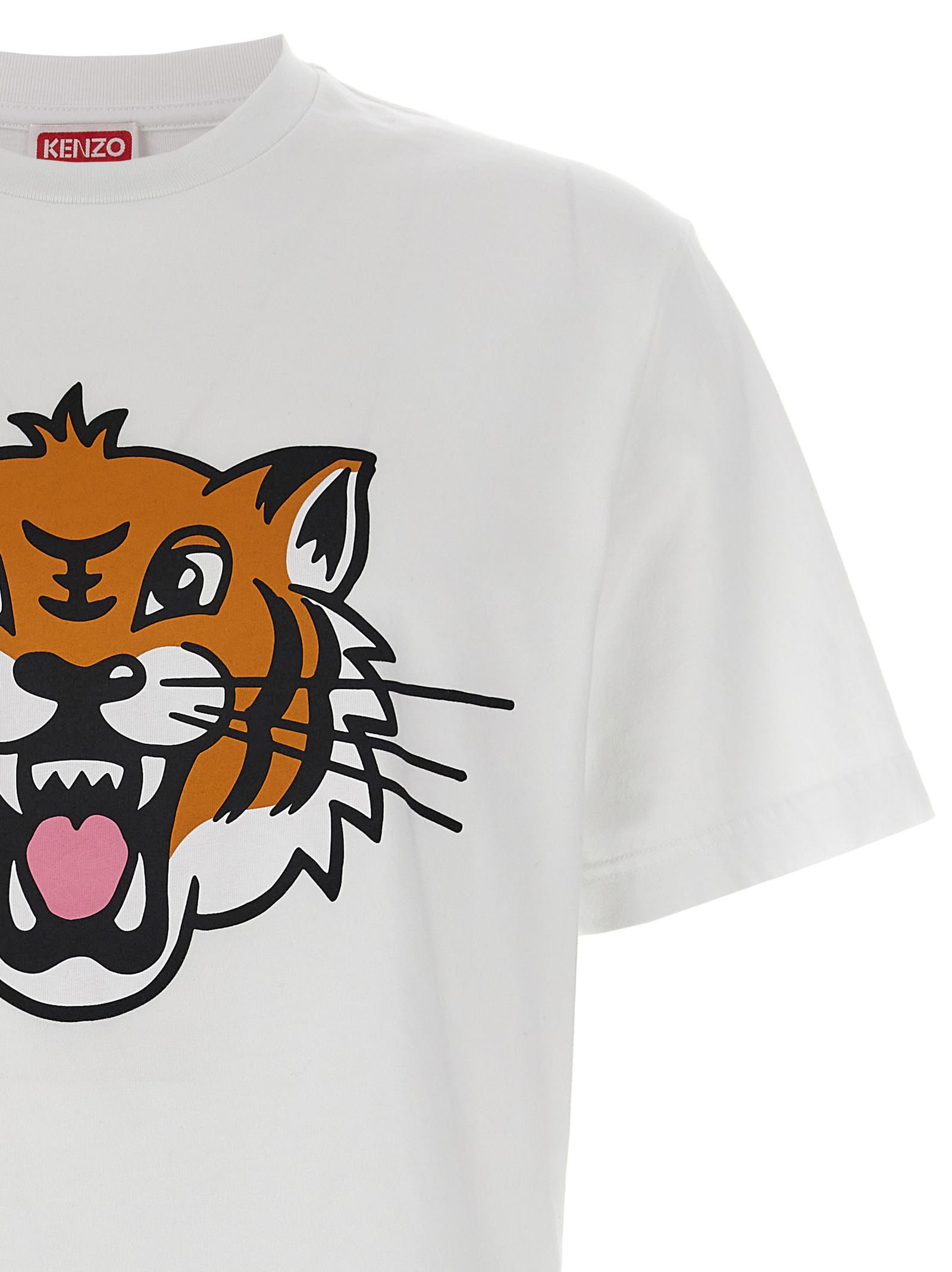 Kenzo Happy Tiger Classic Cotton T-shirt In White