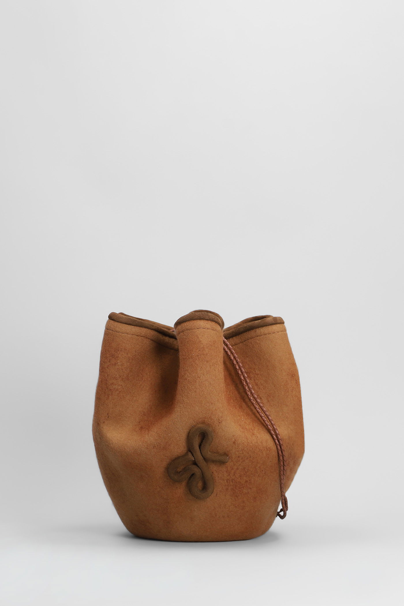 The Hatbag Shoulder Bag In Beige Wool