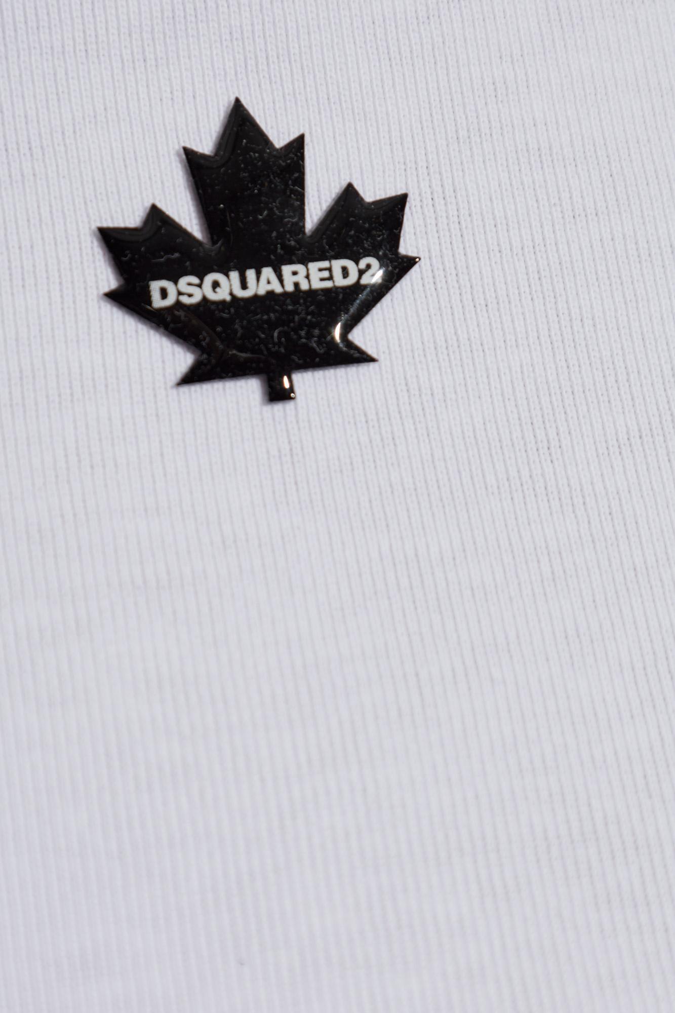Dsquared2 Ribbed Cotton T-shirt In Bianco