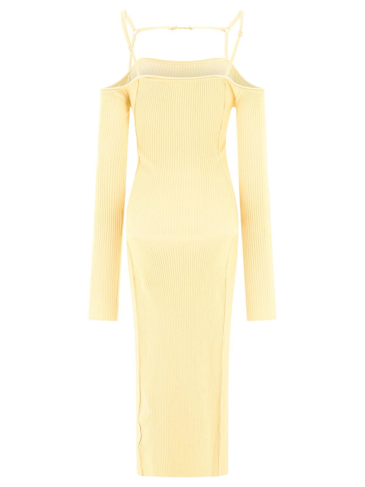 Shop Jacquemus La Robe Sierra Long Sleeve Lingerie Dress In Cream
