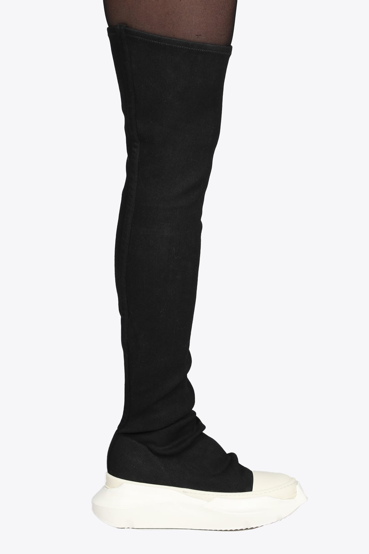 DRKSHDW Stivali Denim Abstract Black stretch canvas abstract thigh high boots