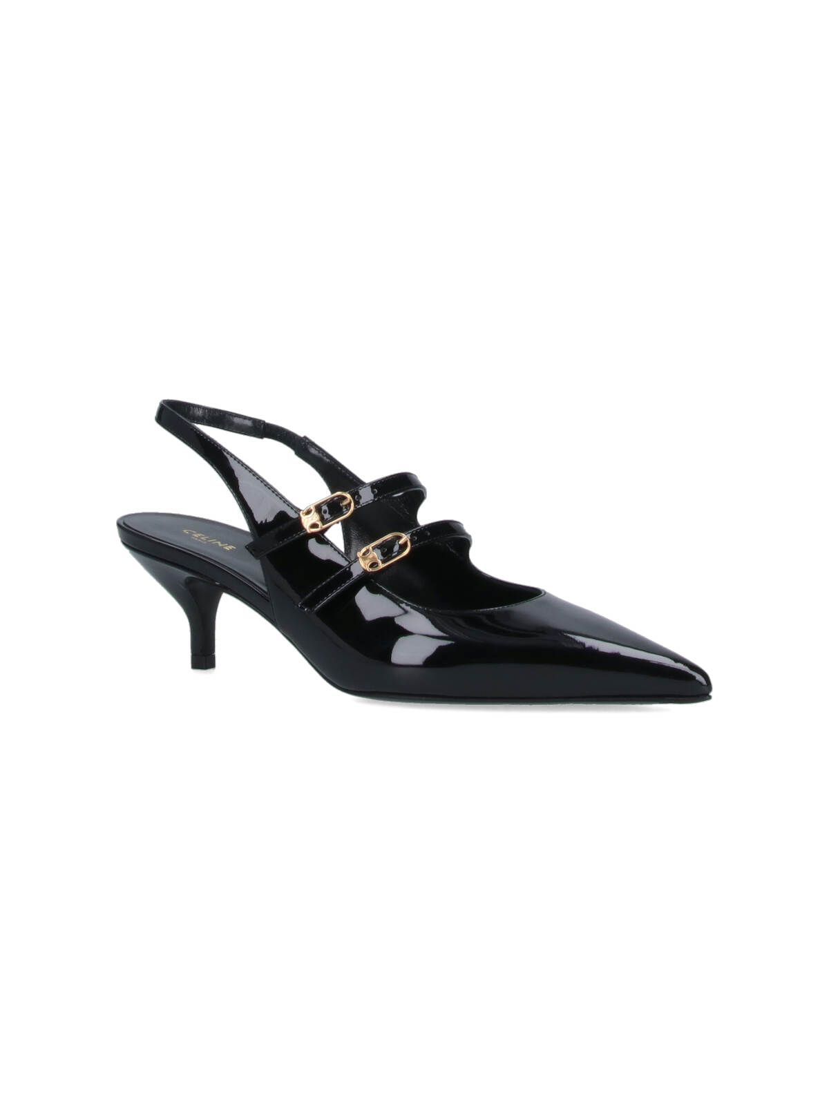 Celine Women Judy Leather Double Strap Mary Jane Slingback In Black