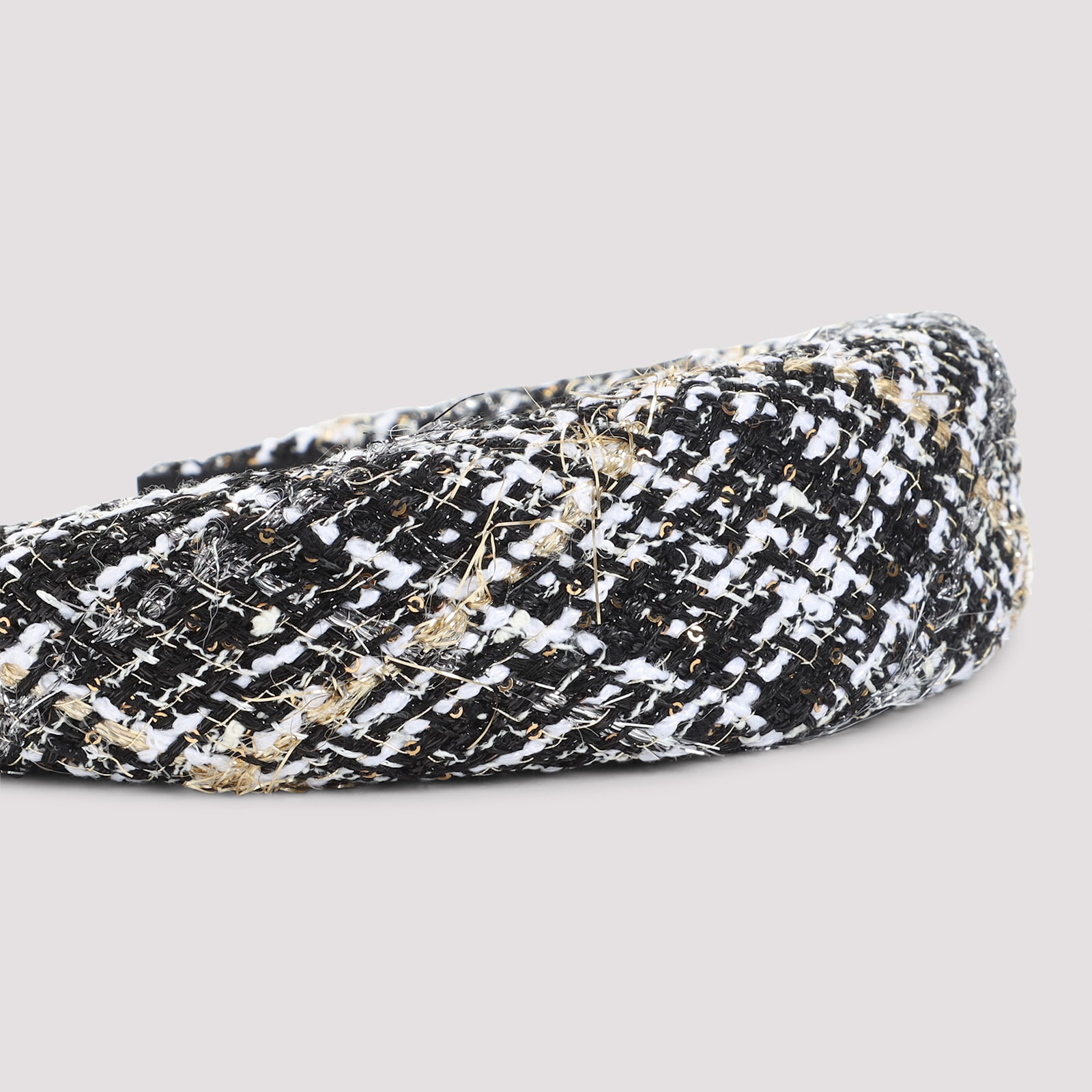 Maison Michel Textured Tweed Headband With Metallic Accents In Gray