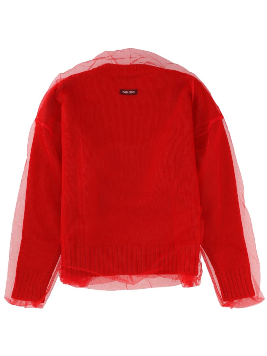 Msgm Merino Wool Sweater In Red