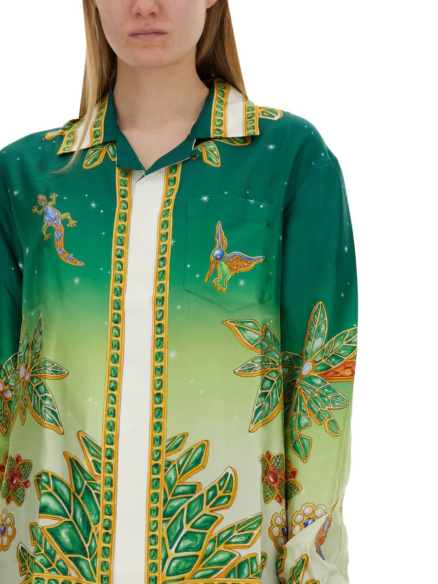 Shop Casablanca Silk Shirt In Green