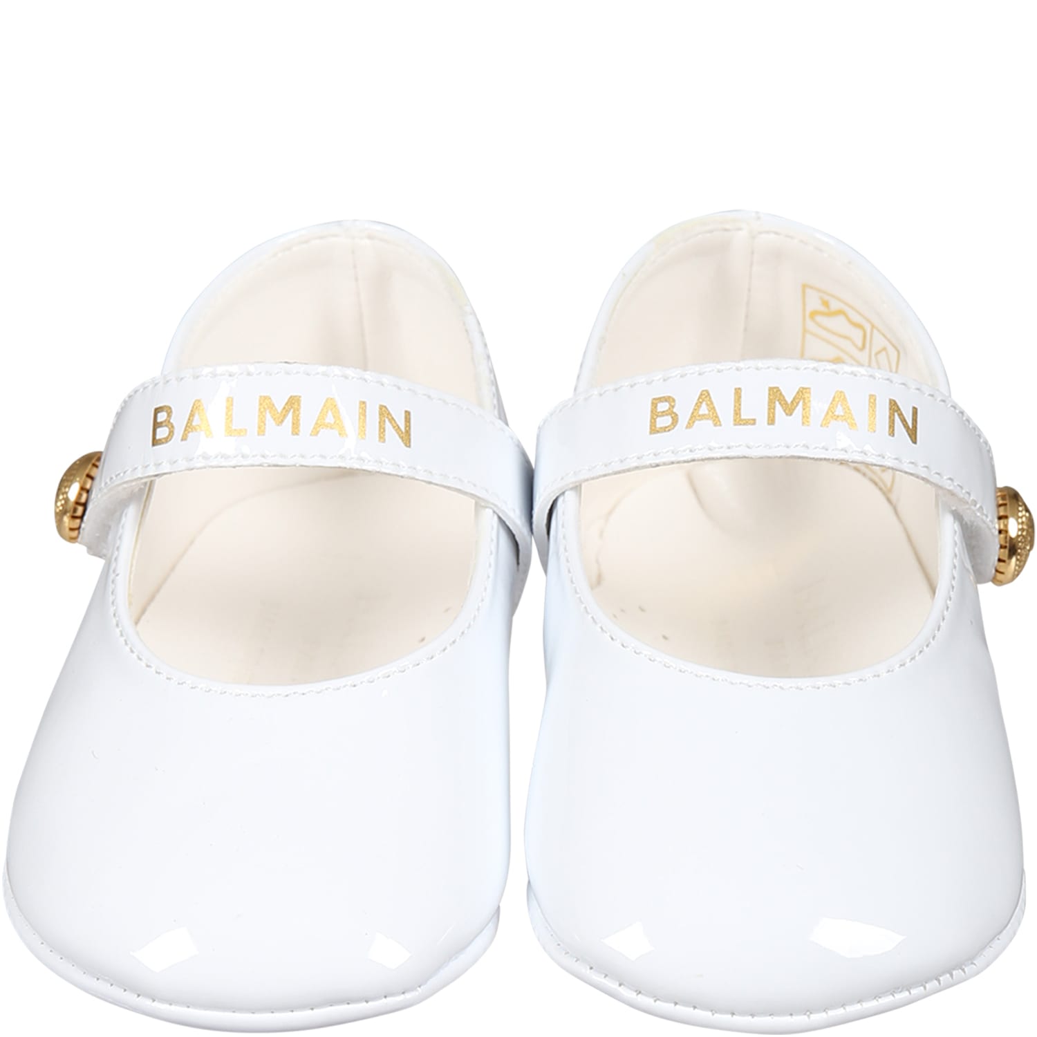 Shop Balmain White Ballet Flat For Baby Girl With Logo