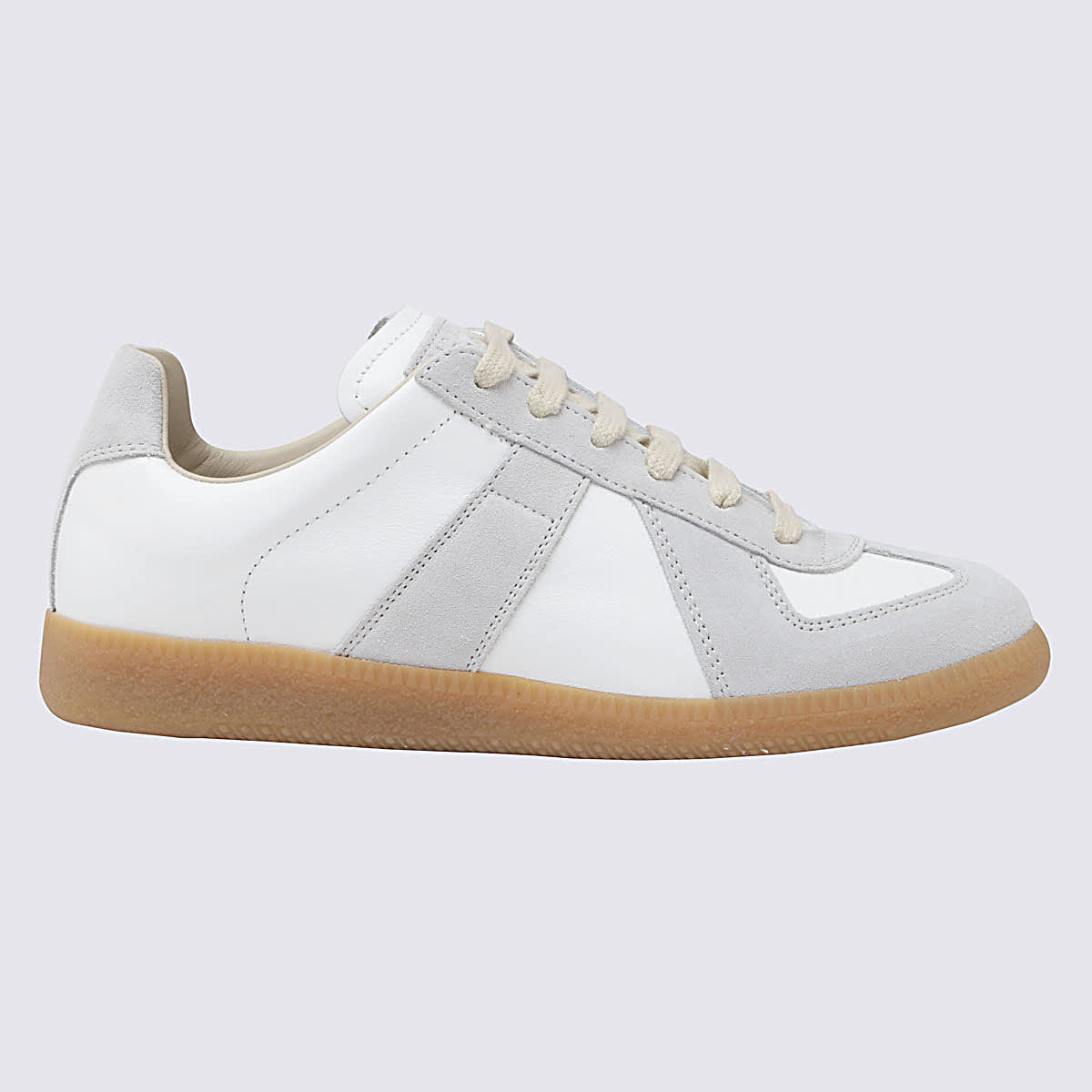 Maison Margiela White Leather Replica Sneakers In Dirty White