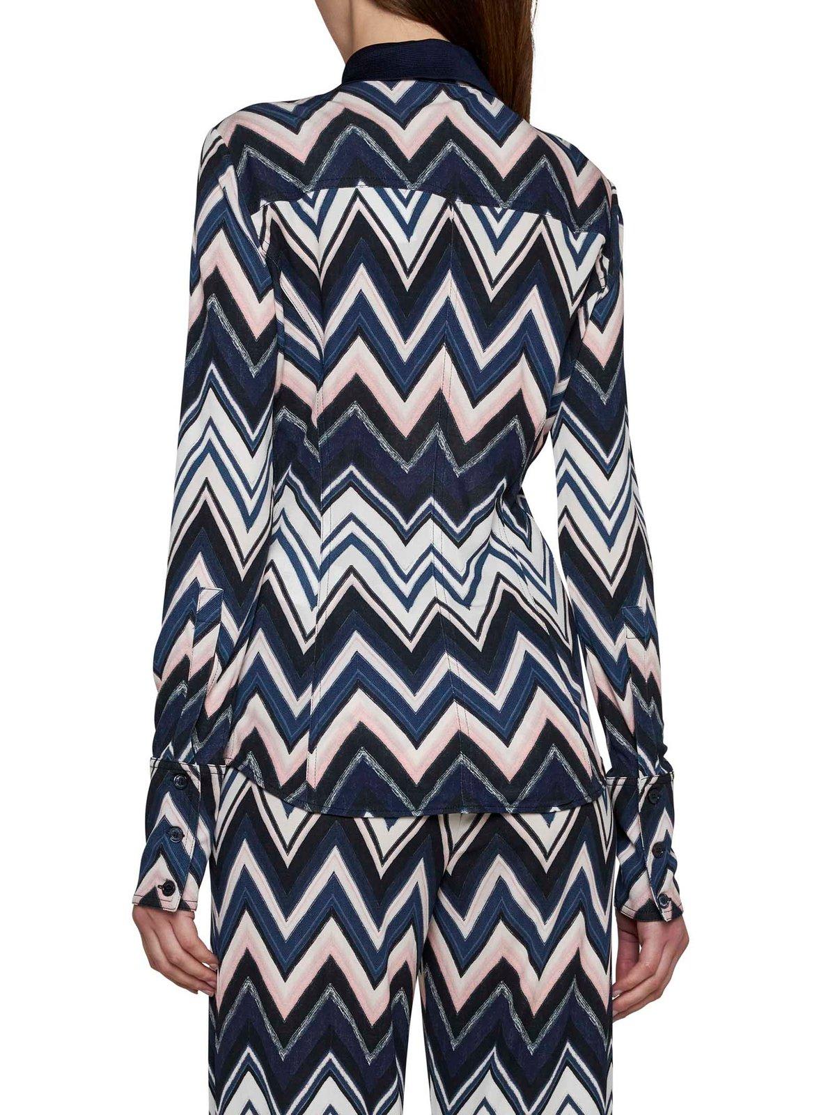 Shop Missoni Zigzag Printed Long Sleeved Shirt In Multicolour