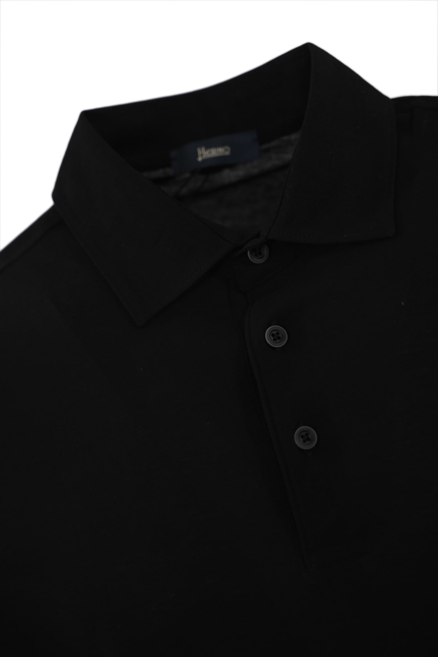 Shop Herno 3-button Cotton Polo Shirt In Nero