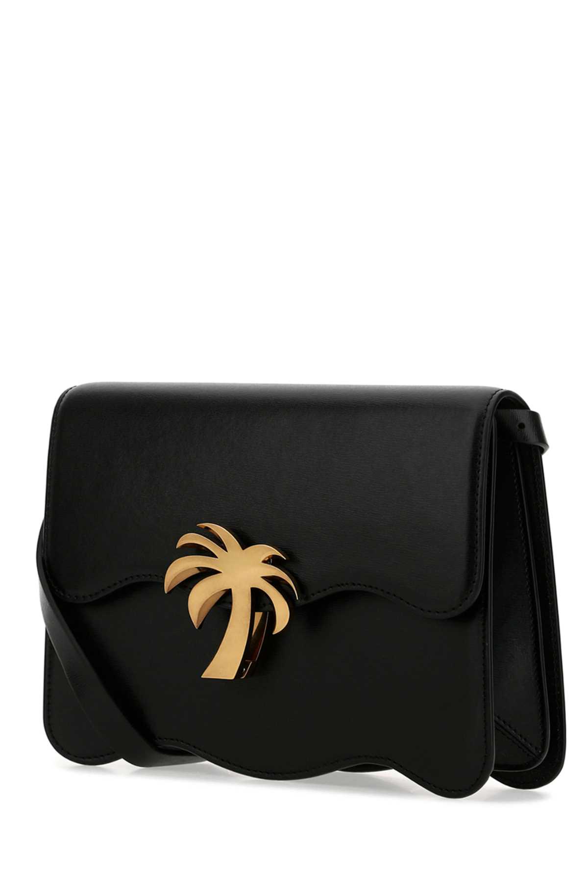 Shop Palm Angels Black Leather Palm Beach Crossbody Bag In 1076