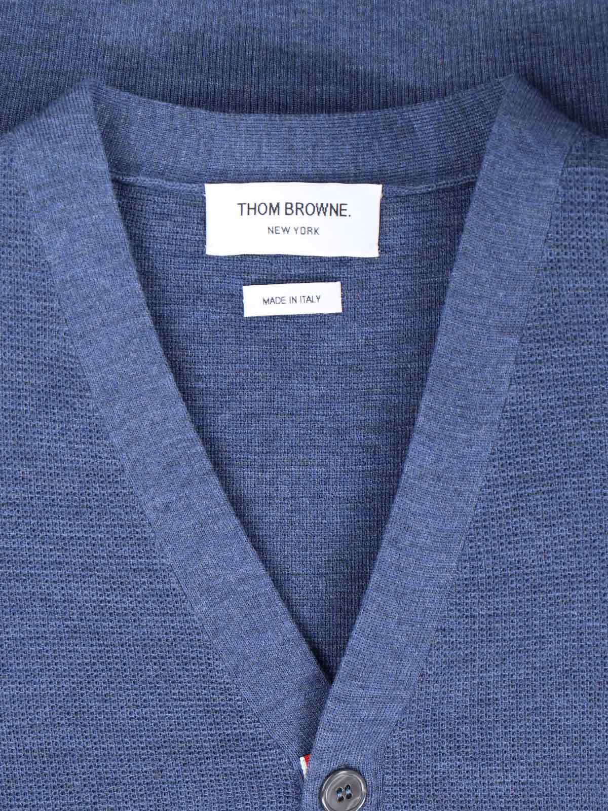 Shop Thom Browne 4-bar Cardigan In Blue