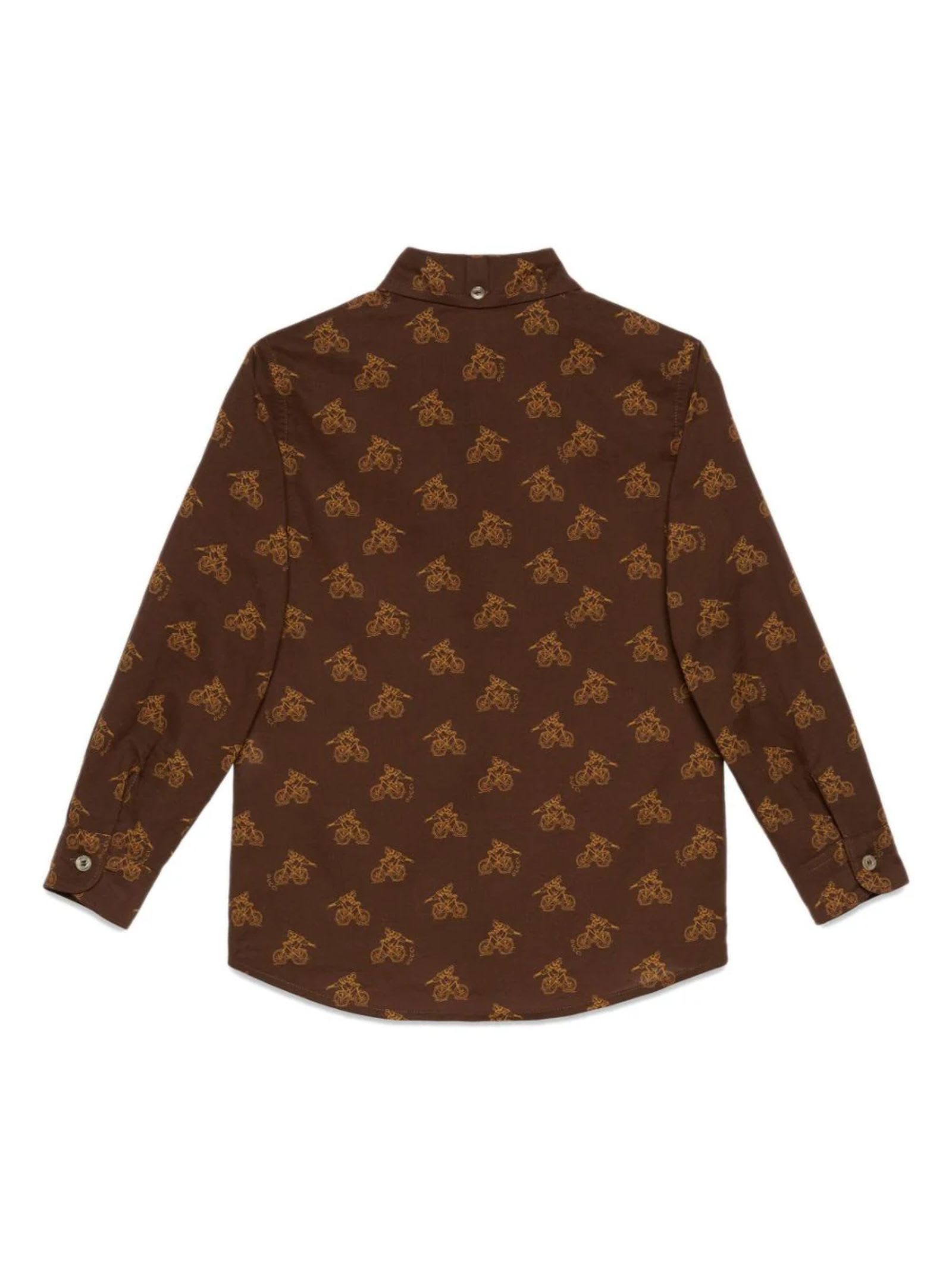 Shop Gucci Chocolate Brown Cotton Shirt