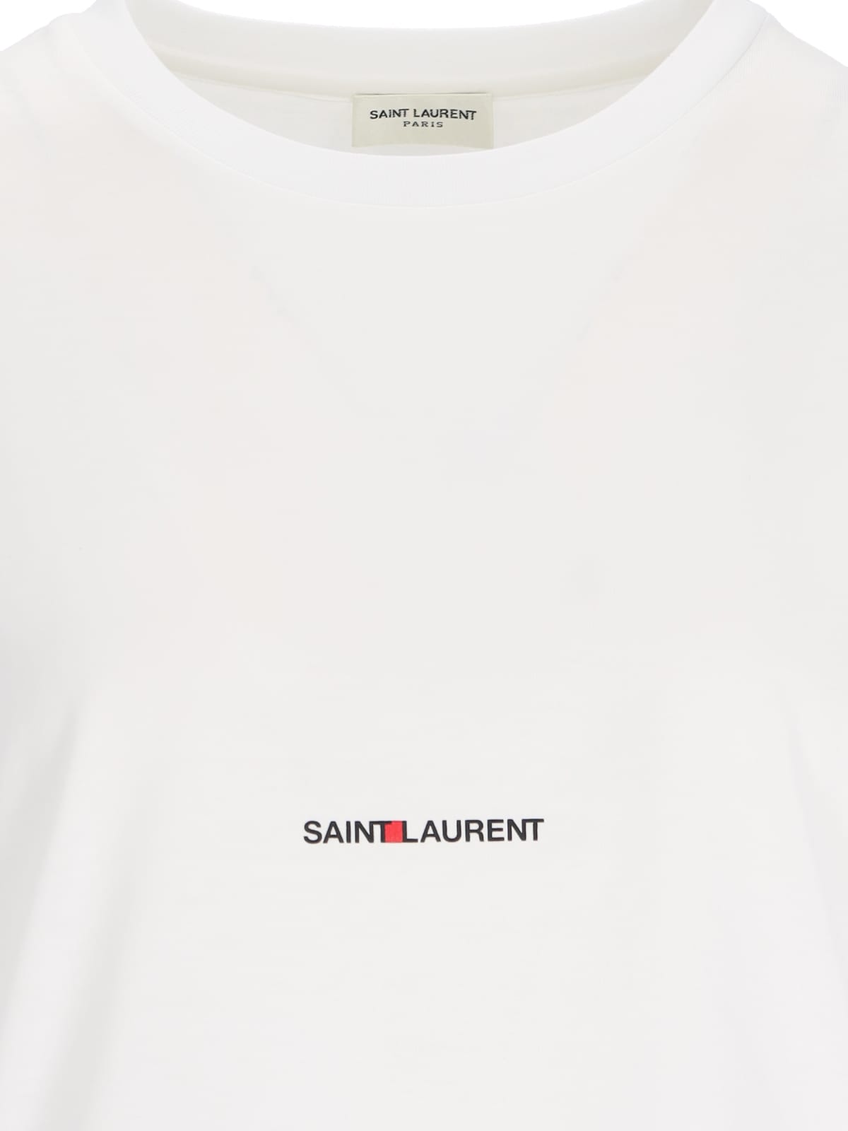Saint Laurent Cotton T-shirt With Frontal Iconic Print In White