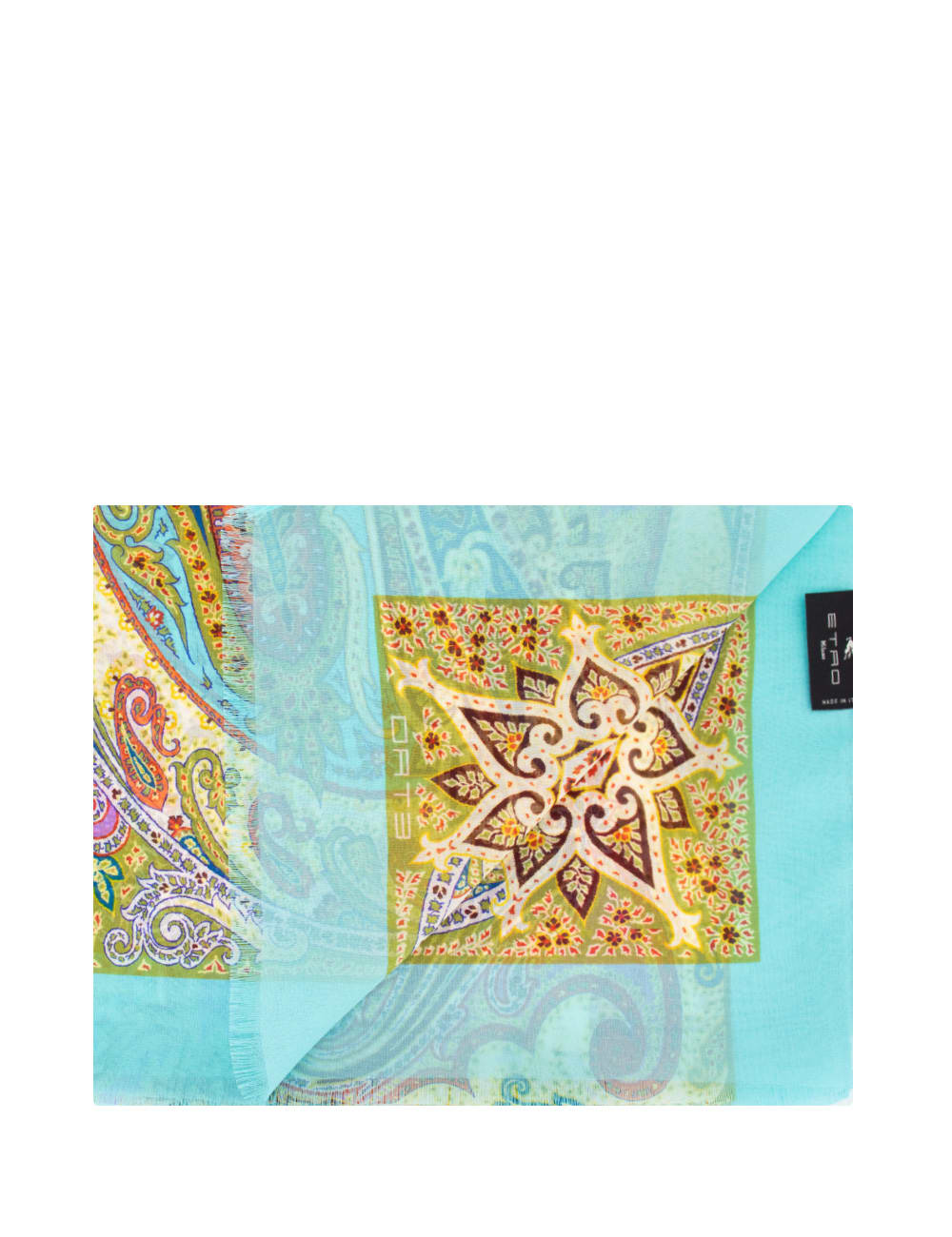 Shop Etro Scarf In Print On Yellow Base