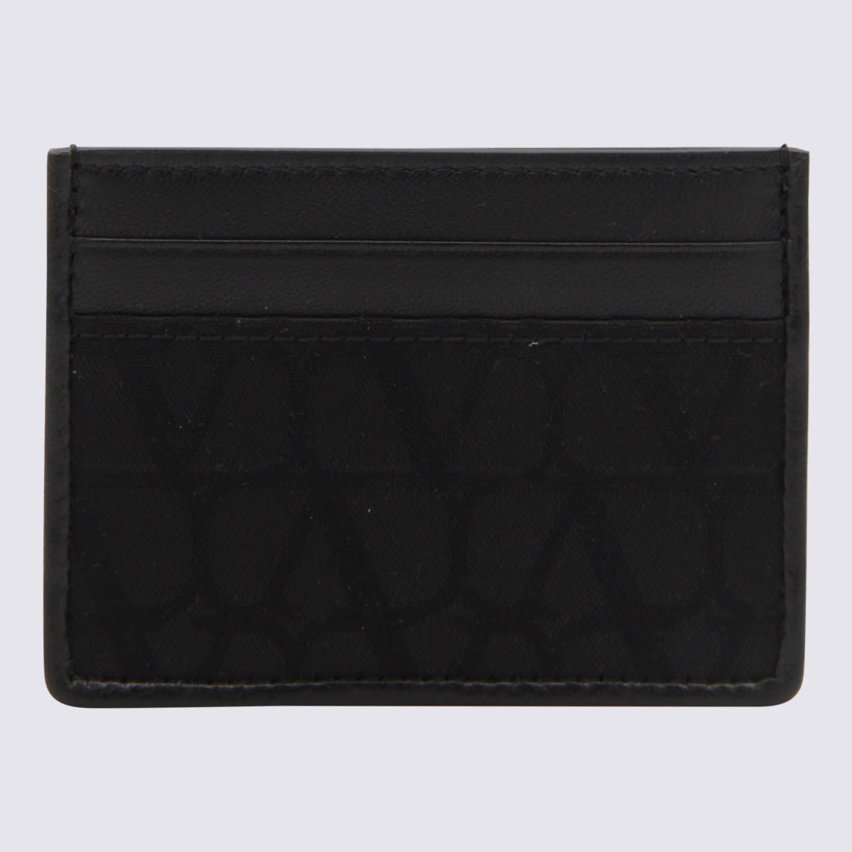 VALENTINO GARAVANI BLACK LEATHER AND CANVAS CARDHOLDER 