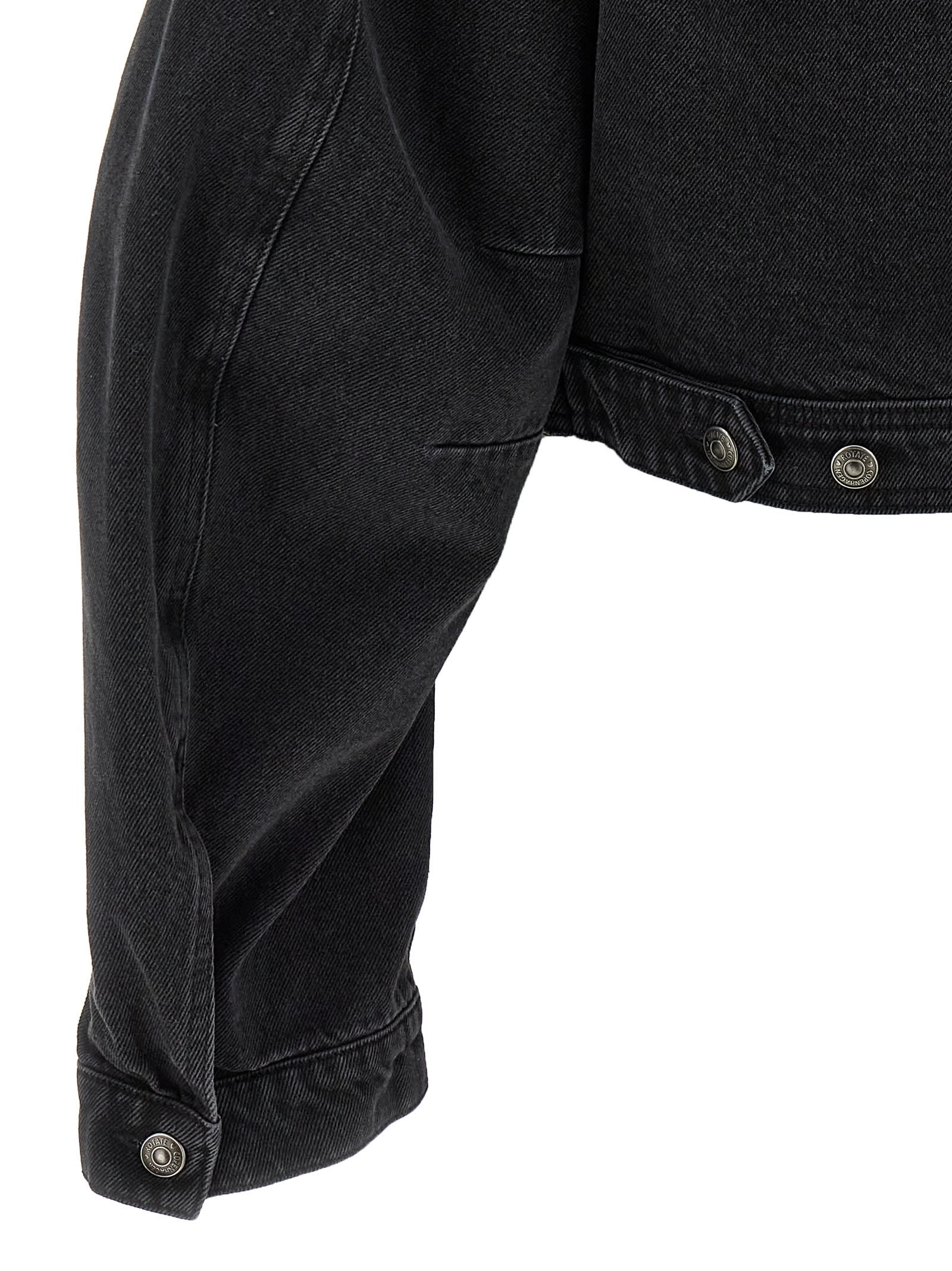 Rotate Birger Christensen Oversized Denim Jacket Studded Detail In Black