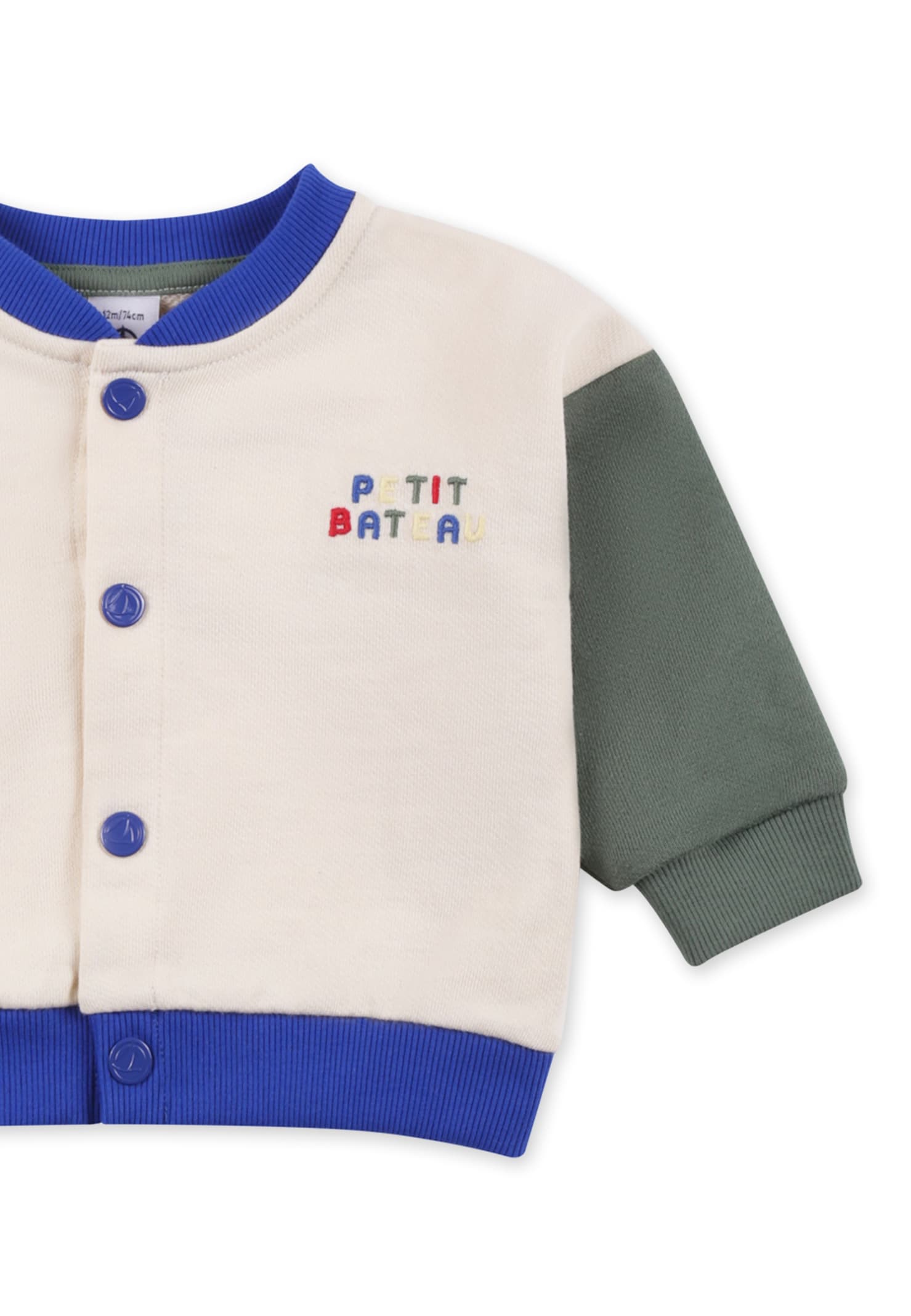 Petit Bateau Ivory Sweatshirt For Baby Boy With Logo
