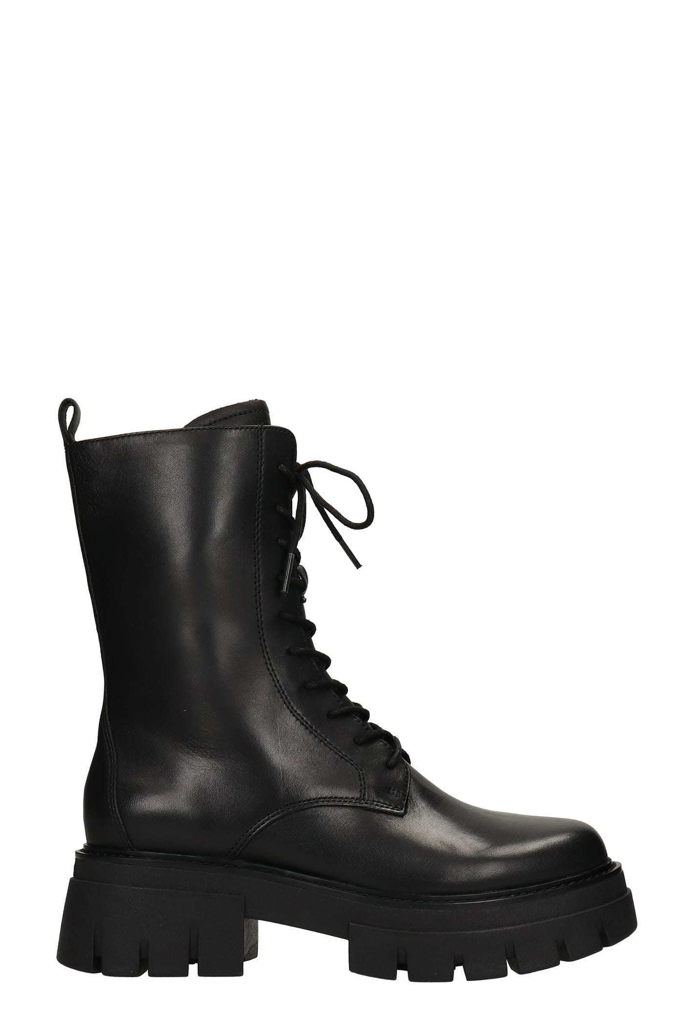 Ash Liam Combat Boots In Black Leather