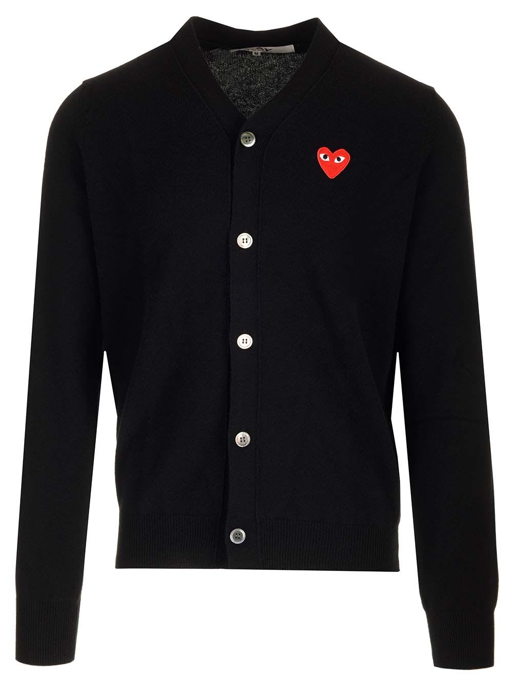 Comme des Garçons Play Black Wool Cardigan