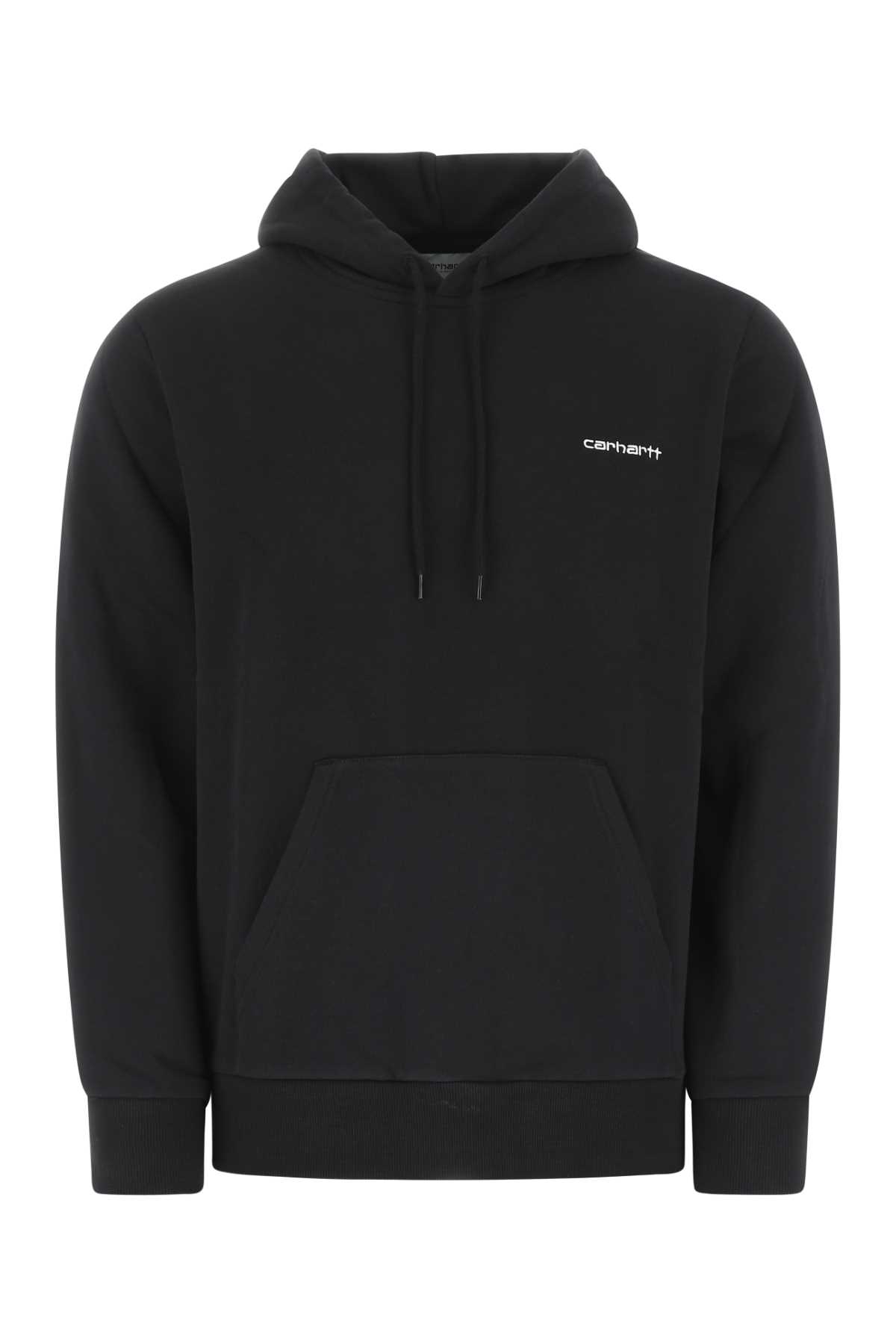 Carhartt Black Cotton Hooded Script Embroidery Sweat