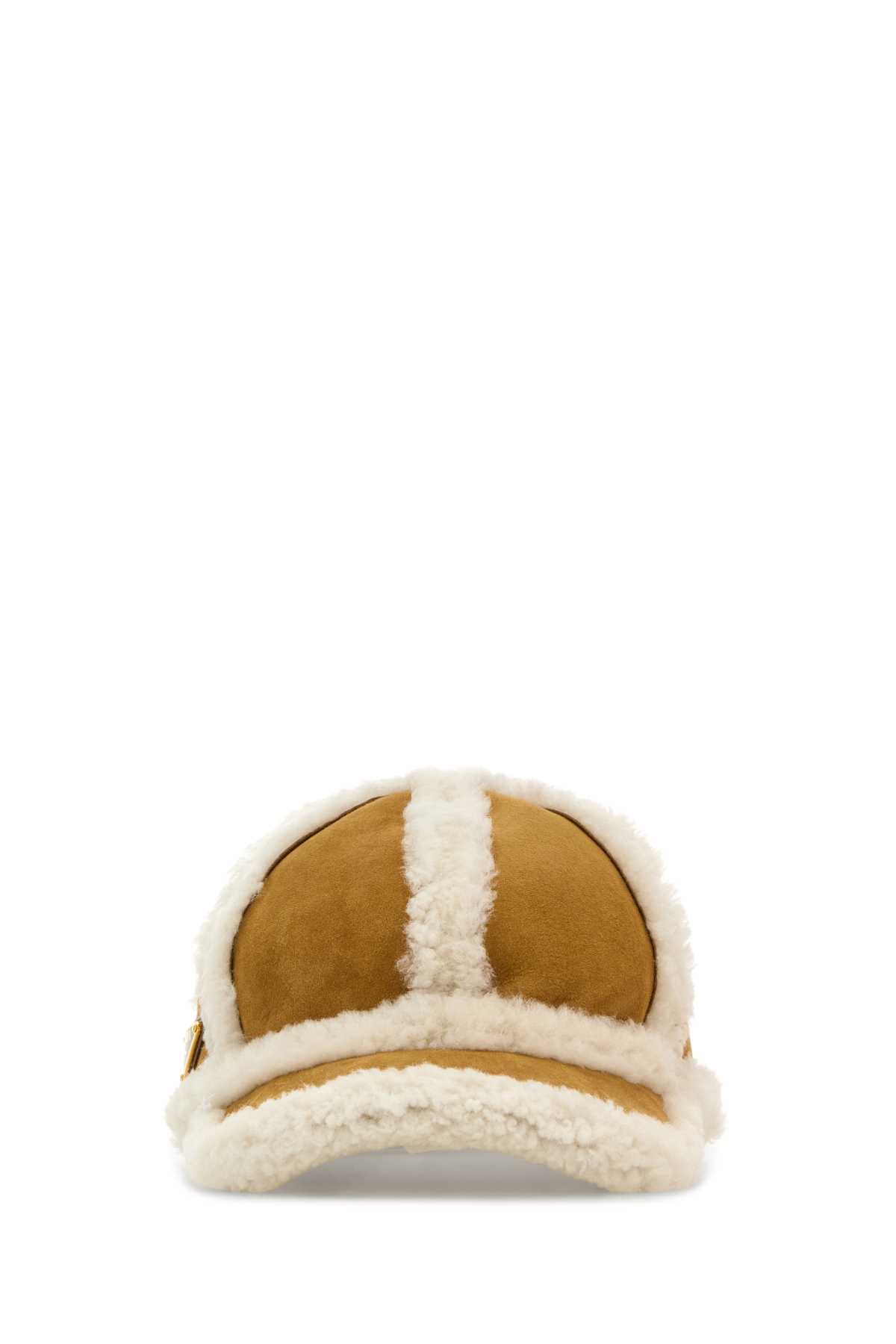 Beige Shearling Baseball Cap