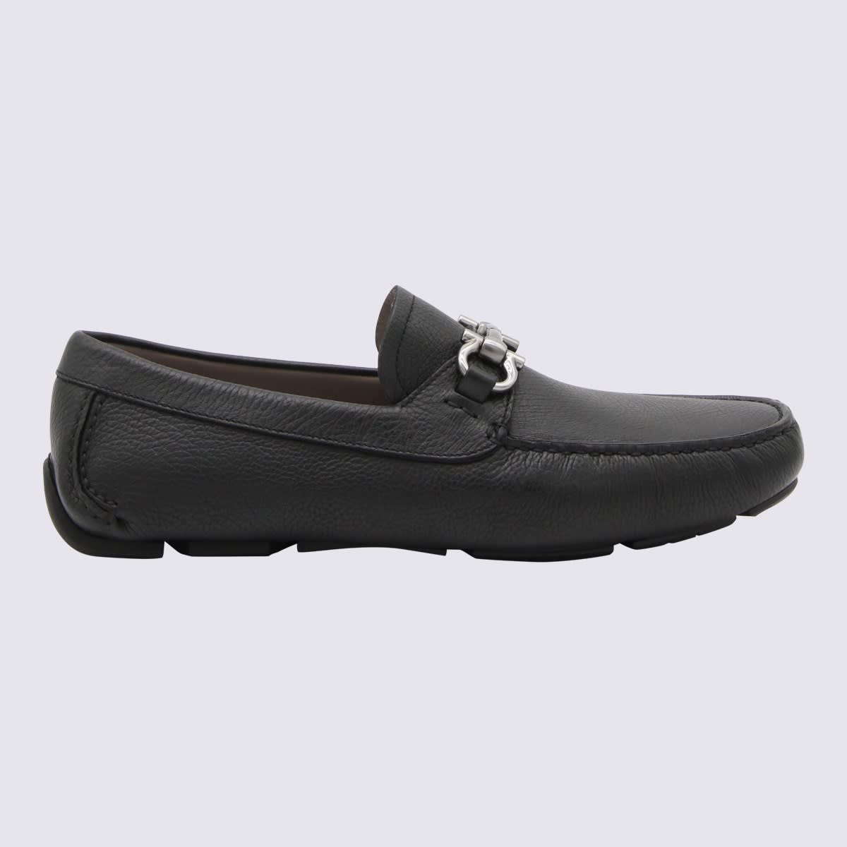 Ferragamo Gancini Driver Loafers In Black