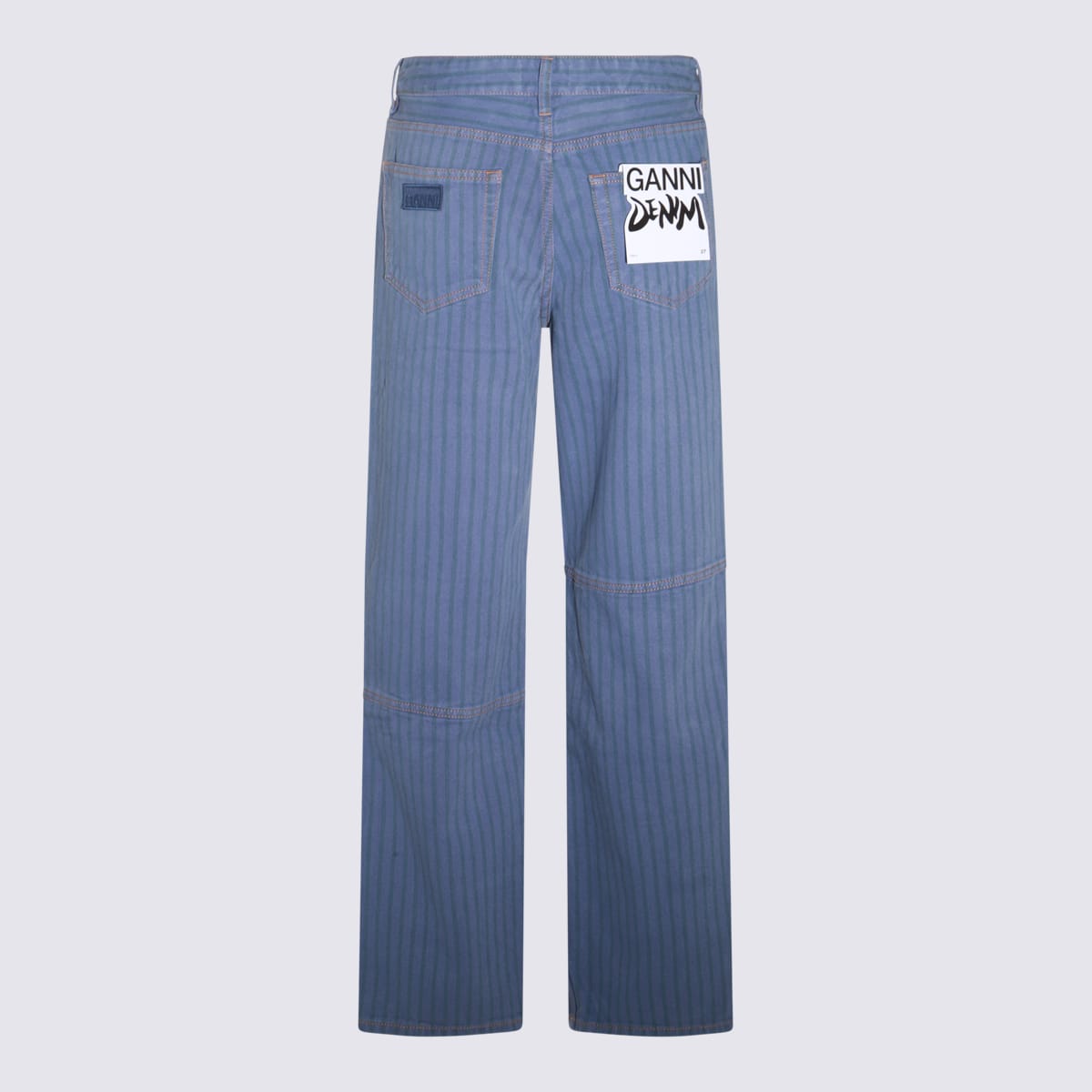 Shop Ganni Blue Cotton Denim Jeans