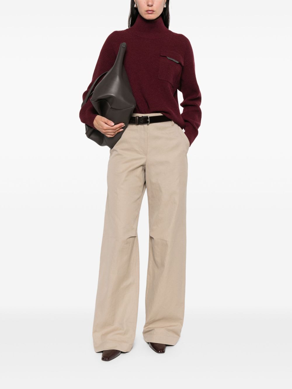 Brunello Cucinelli Cashmere Turtle-neck Jumper In Burgundy