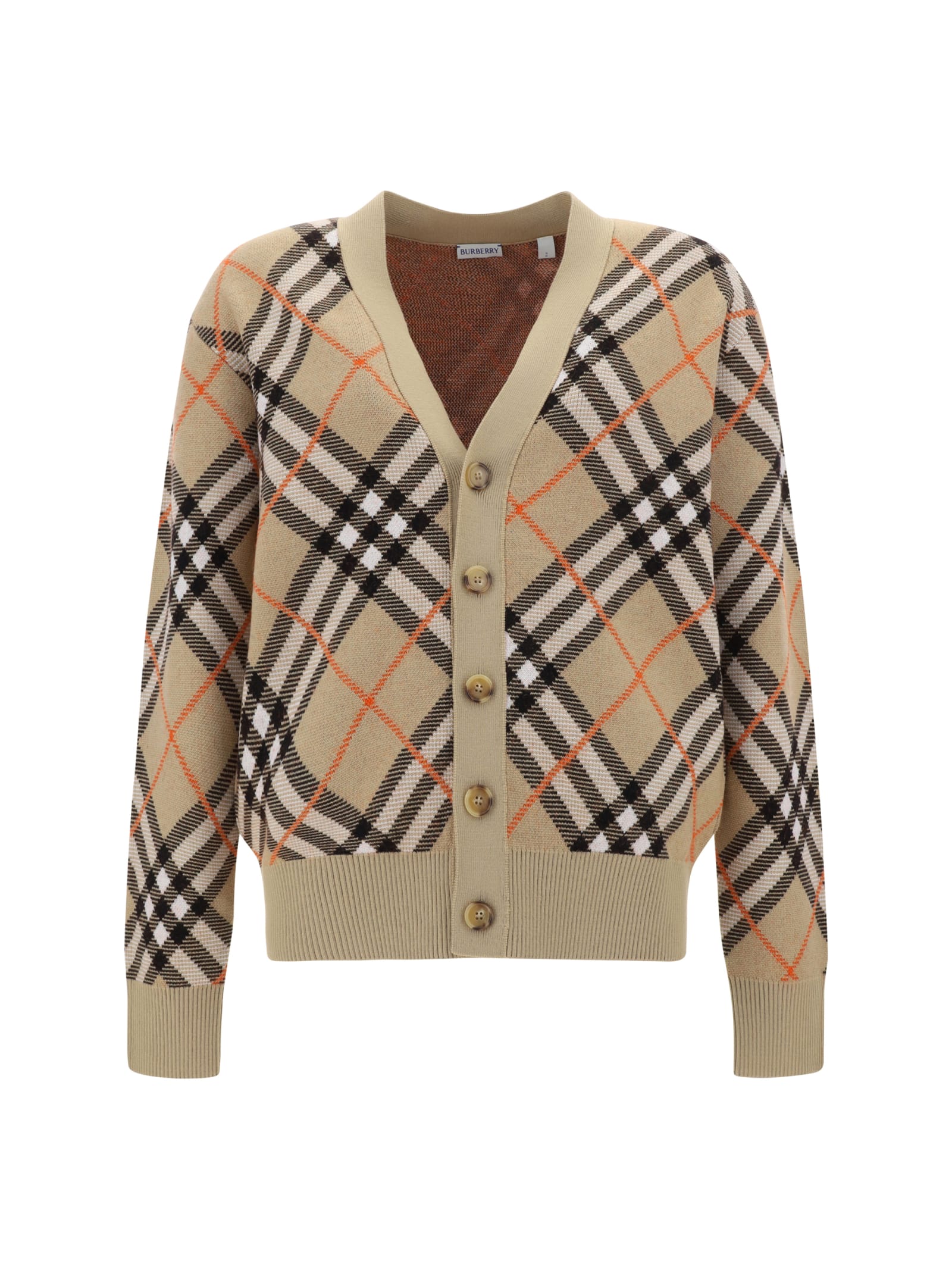 Shop Burberry Cardigan In Sand Ip Check