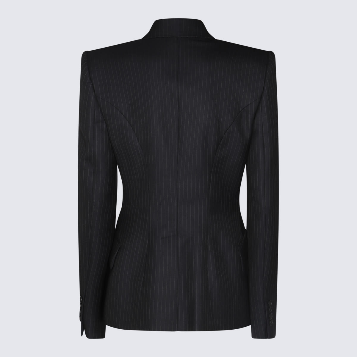 Shop Alexander Mcqueen Navy Blue Wool Blazer