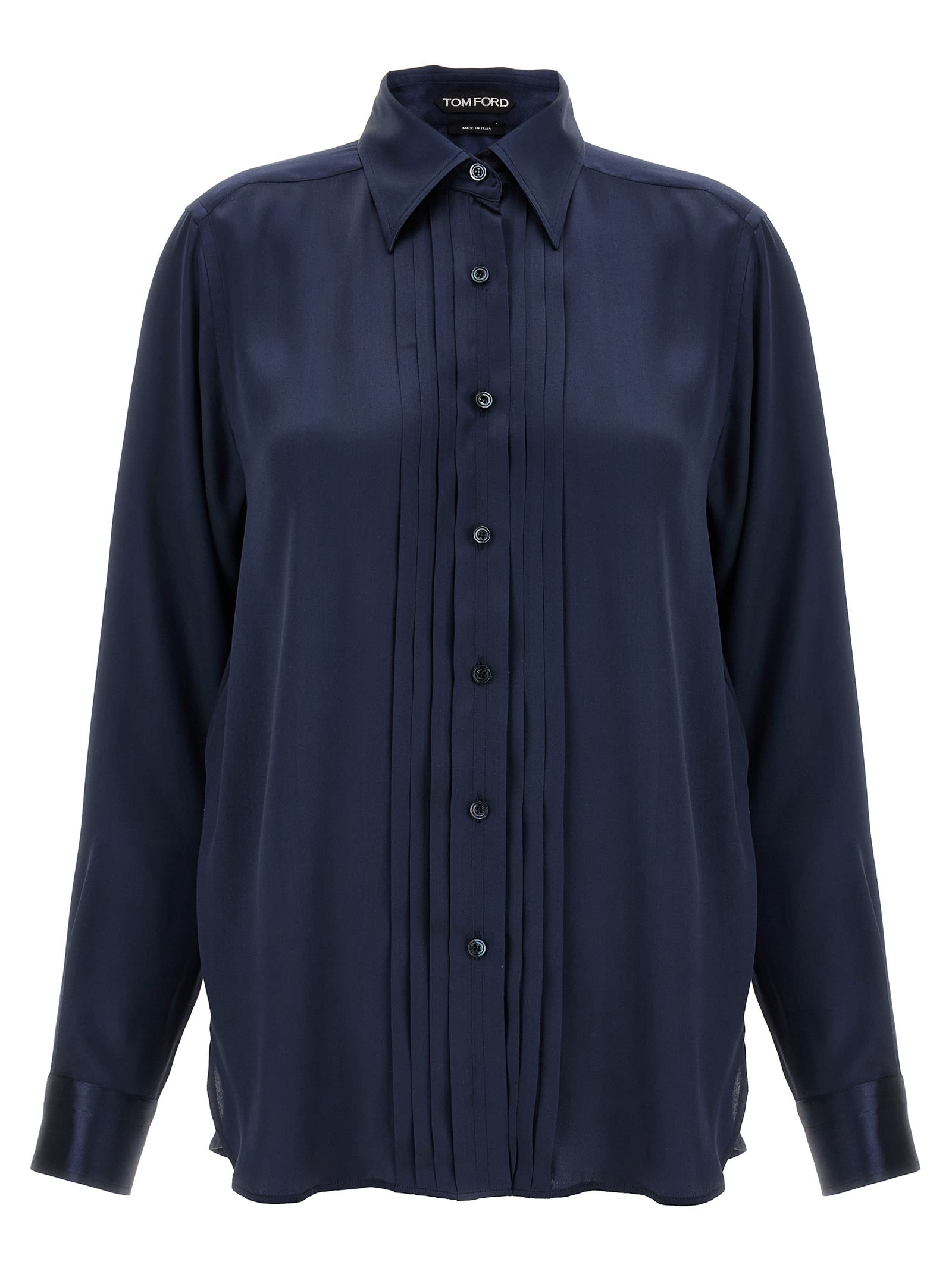 Shop Tom Ford Pleated Plastron Shirt In Blue