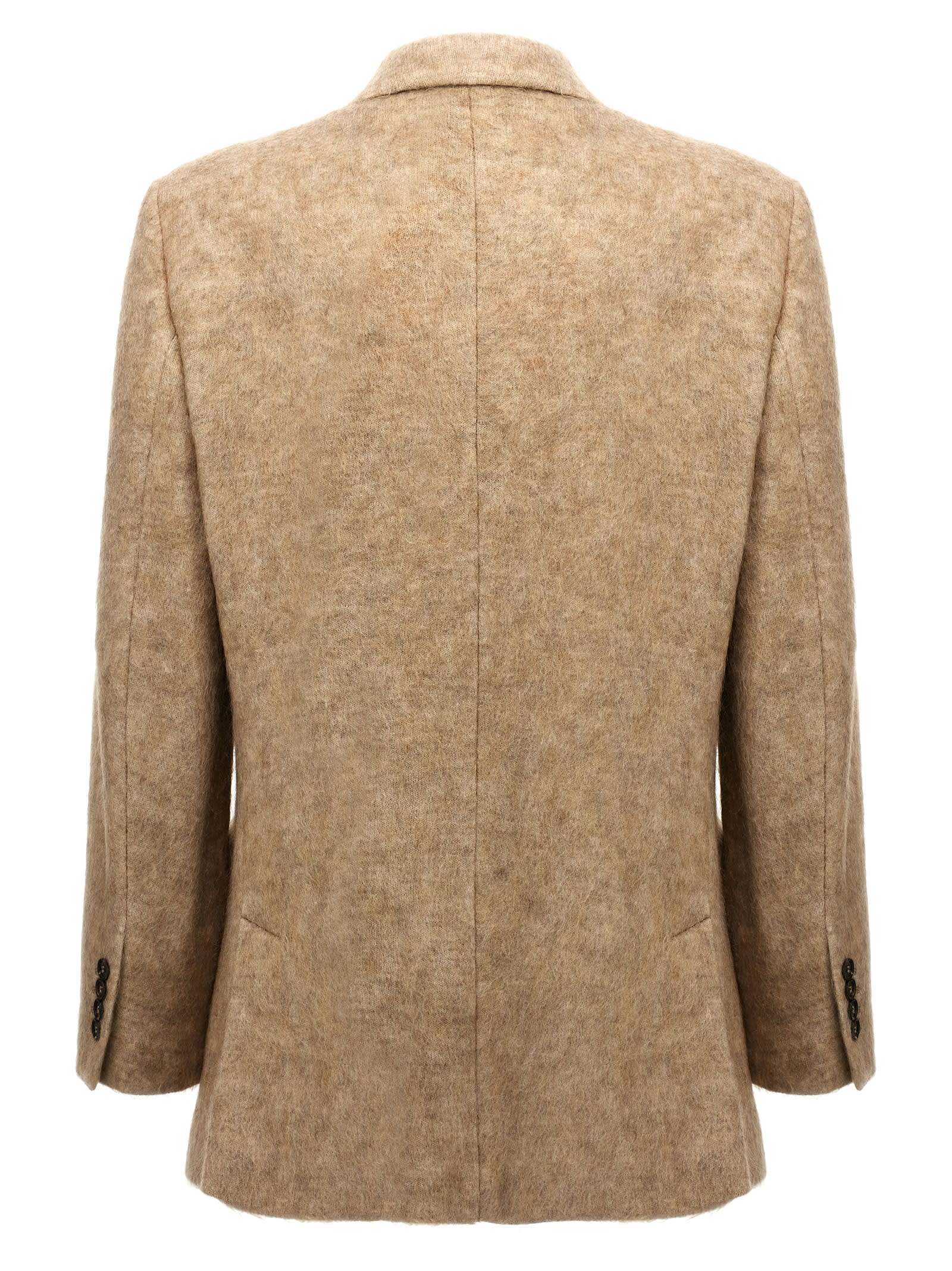 Shop Brunello Cucinelli Single-breasted Mohair Blazer In Beige